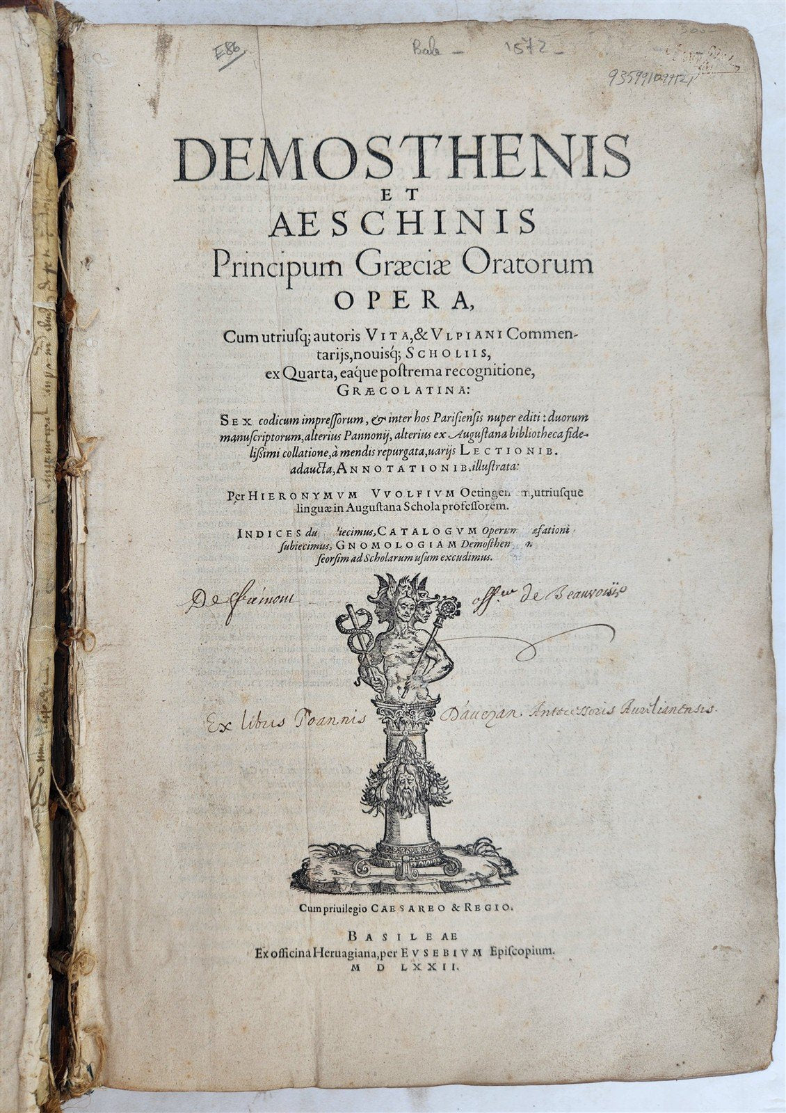 1572 DEMOSTHENES & AESCHINES WORKS antique MASSIVE FOLIO in Greek and Latin