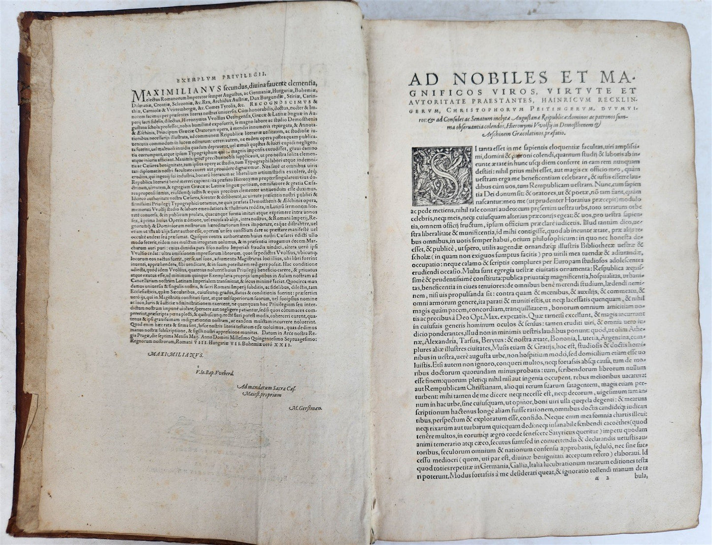 1572 DEMOSTHENES & AESCHINES WORKS antique MASSIVE FOLIO in Greek and Latin