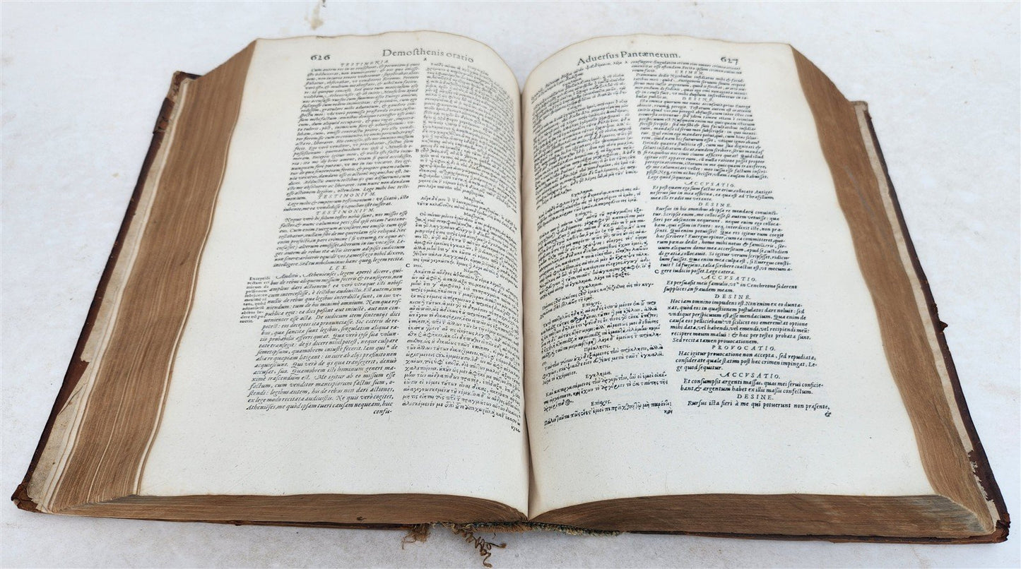 1572 DEMOSTHENES & AESCHINES WORKS antique MASSIVE FOLIO in Greek and Latin
