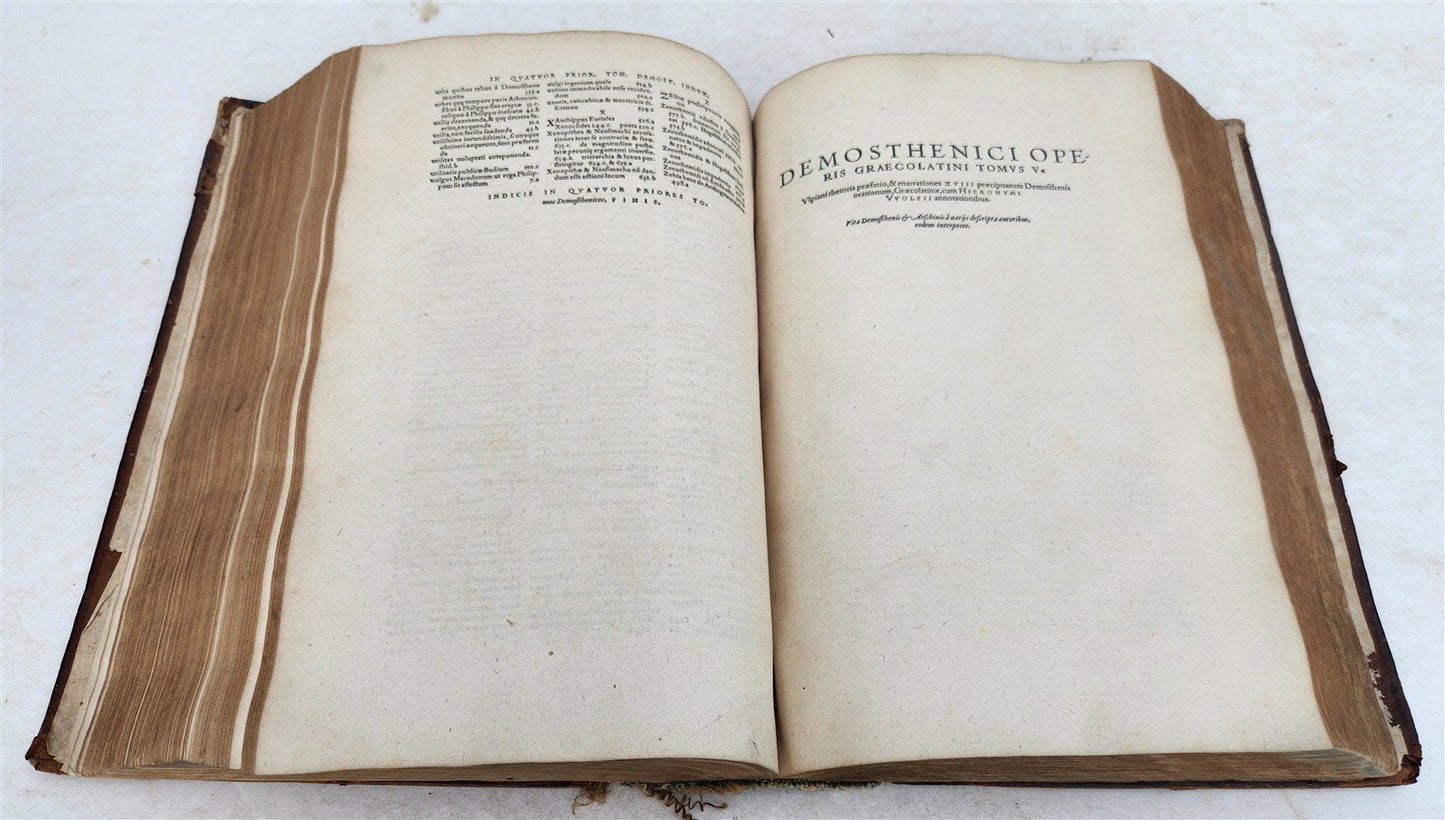 1572 DEMOSTHENES & AESCHINES WORKS antique MASSIVE FOLIO in Greek and Latin