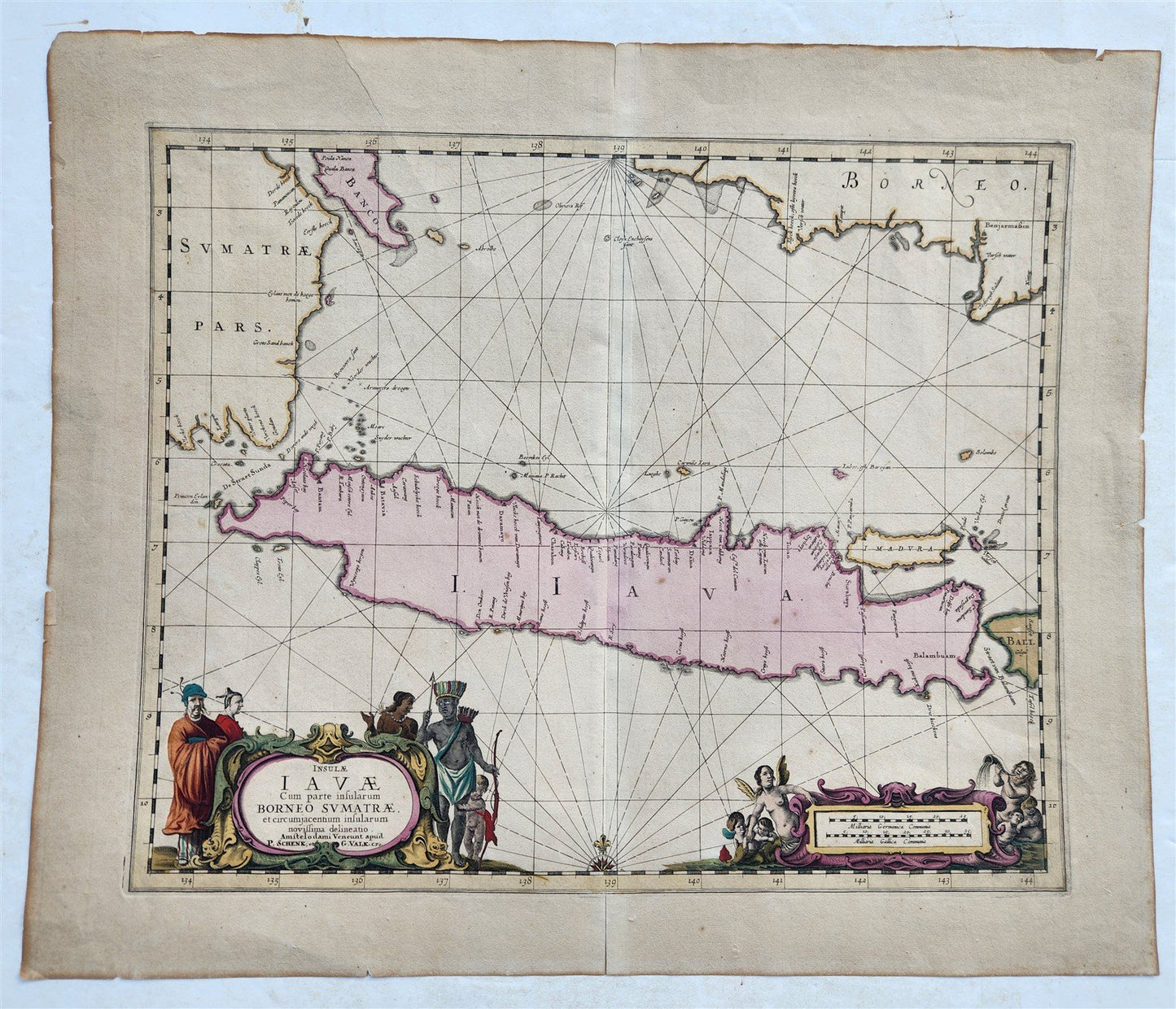 1650 MAP of JAVA w/ BORNEO SUMATRA antique by Johannes Janssonius INDONESIA