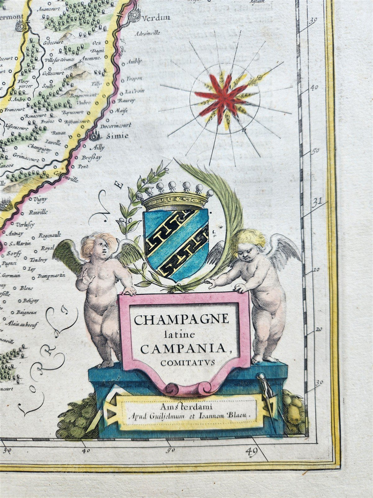1640 MAP of FRANCE by Willem Blaeu antique Champagne latine Campania, Comitatus