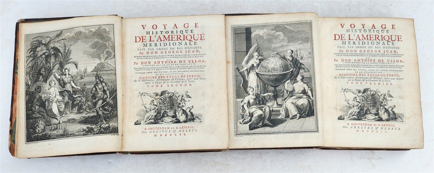 1752 VOYAGE HISTORIQUE de L'AMERIQUE MERIDIONALE antique ILLUSTRATED 2 VOLUMES
