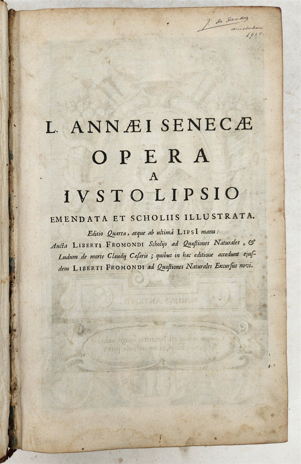 1682 SENECA OPERA QUAE EXSTANT OMNIA ILLUSTRATED antique FOLIO