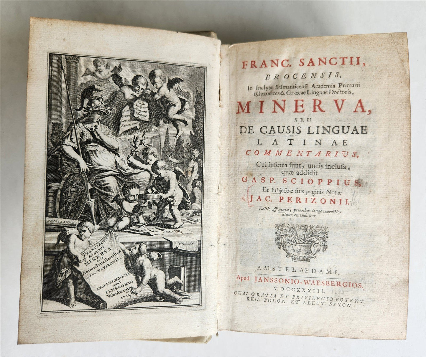 1733 MINERVA ,seu de Causis Linguae Latinae antique VELLUM BINDING LATIN GRAMMAR