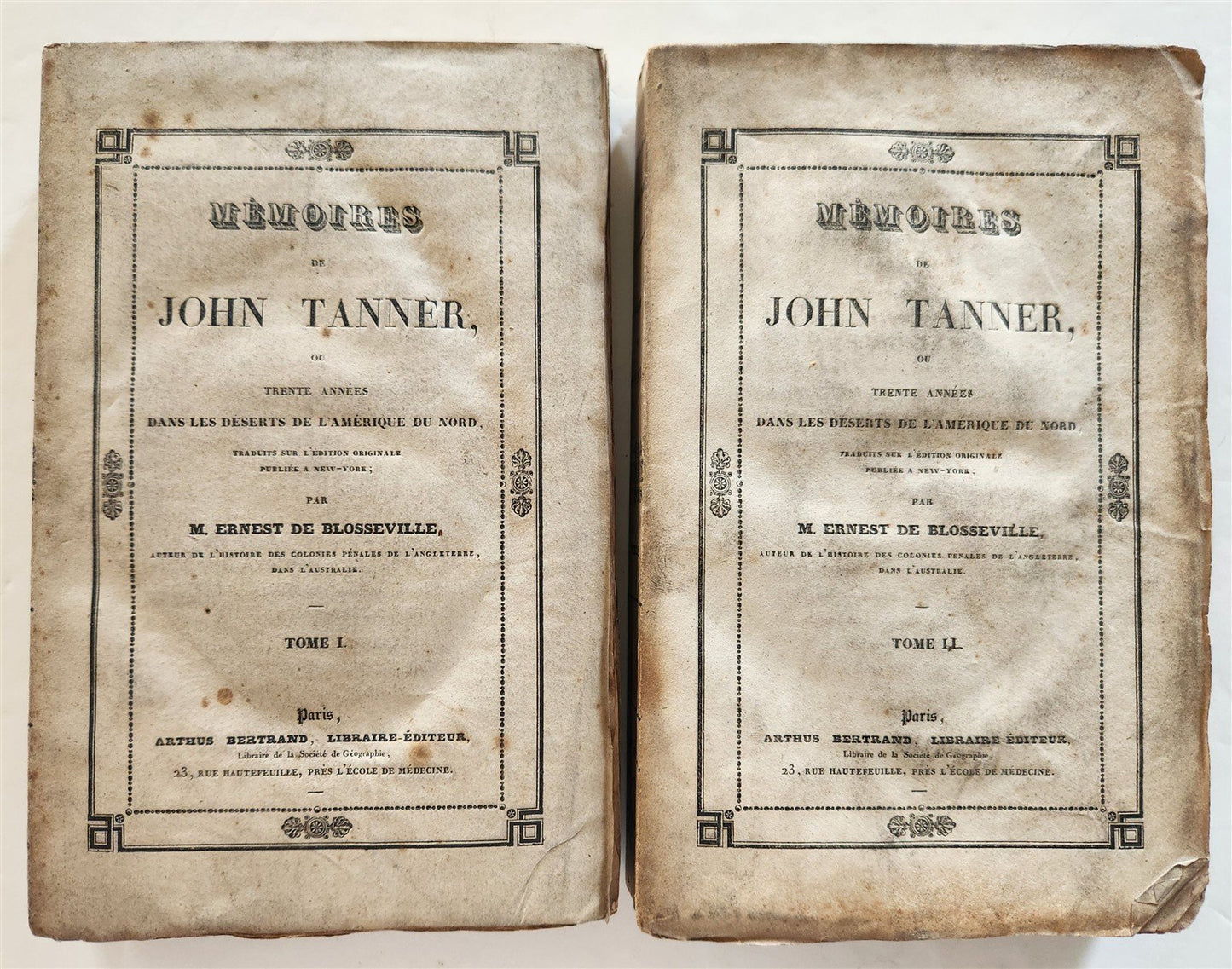 1835 MEMOIRES of JOHN TANNER antique 2 VOLS AMERICANA Ojibwa & Ottawa peoples