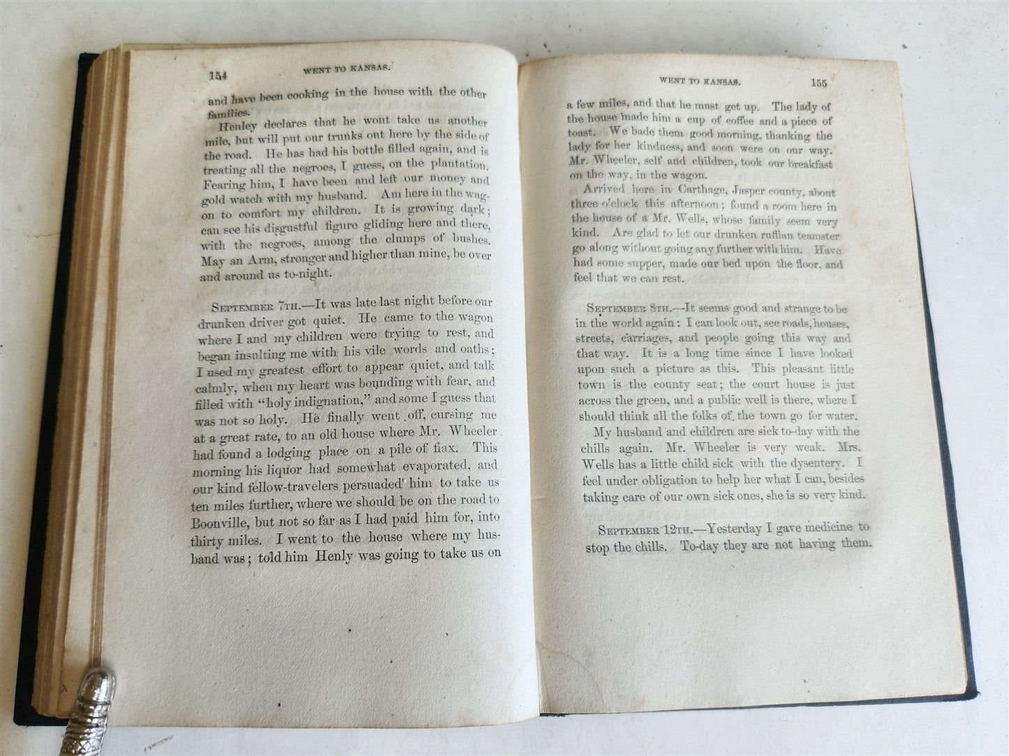 1862 WENT TO KANSAS Thrilling Account of Ill-Fated Expedition antique Mrs. COLT