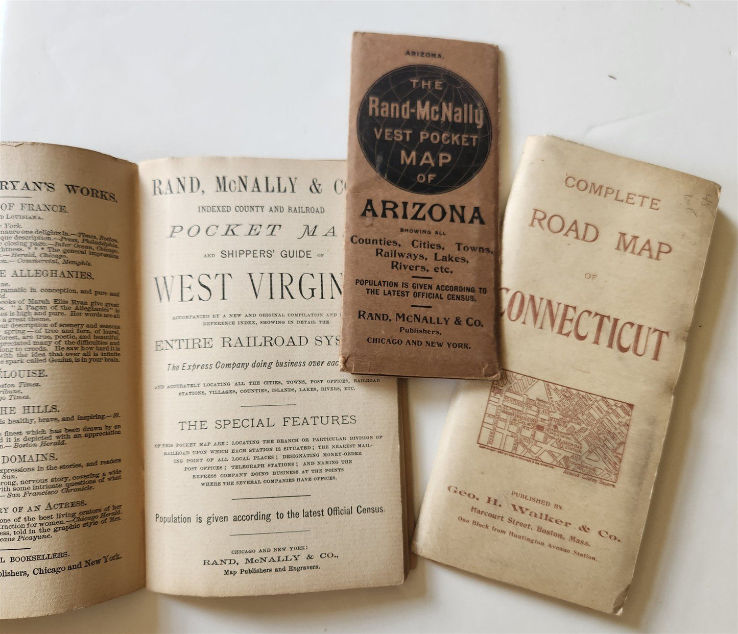 1895-1921 GROUP of 12 AMERICAN STATES FOLDING MAPS BOOKLETS antique AMERICANA