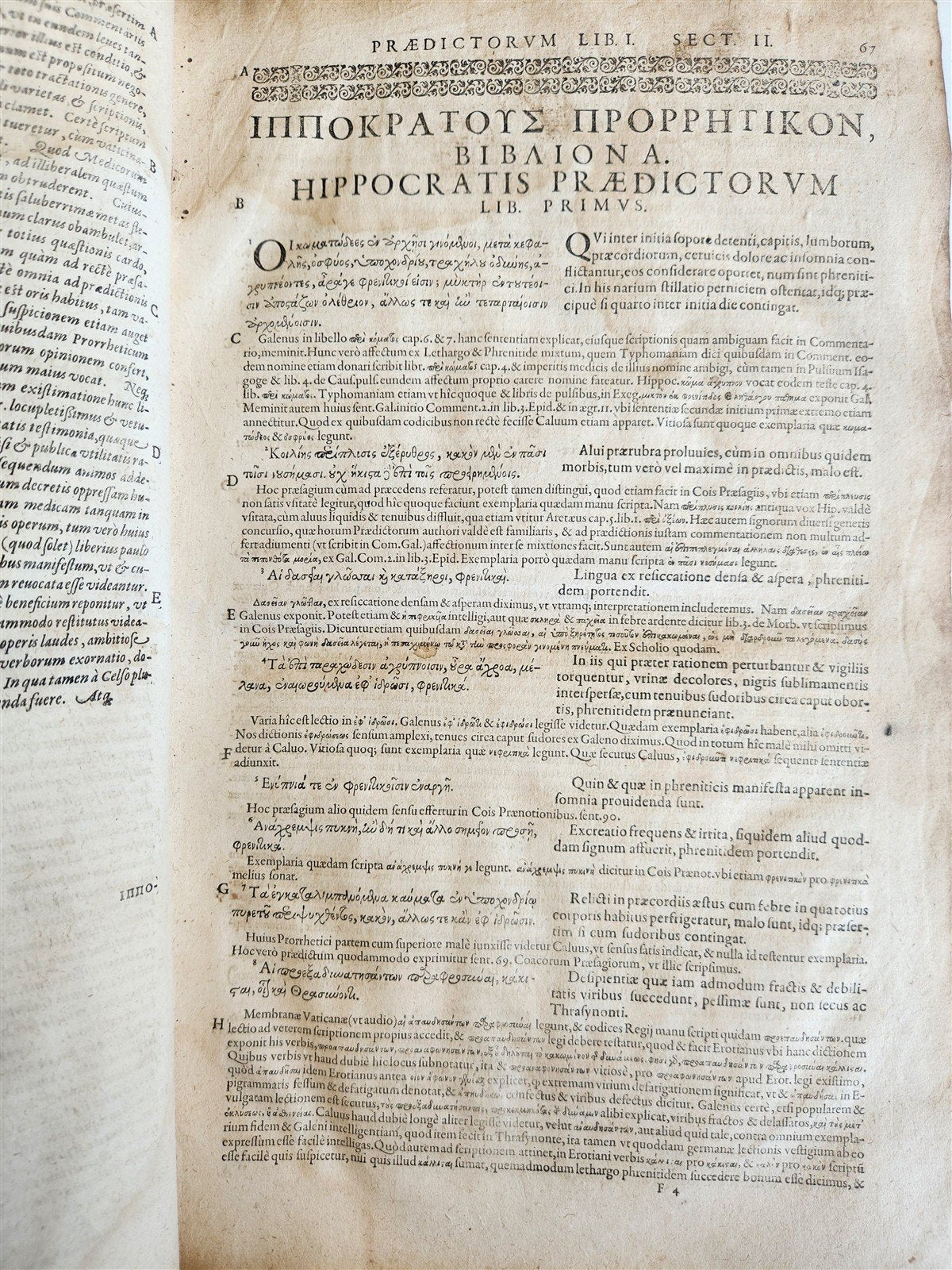 1624 HIPPOCRATES OPERA OMNIA antique VELLUM BOUND MASSIVE FOLIO in LATIN & GREEK