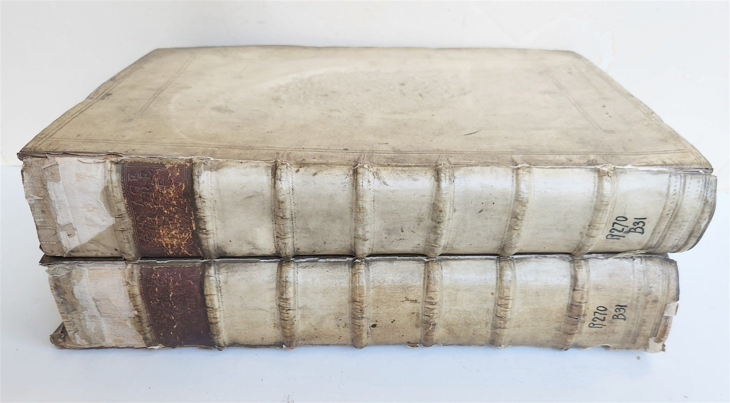 1699 HISTORY of CHURCH 2 VELLUM MASSIVE FOLIOS antique Historie De L'Eglise