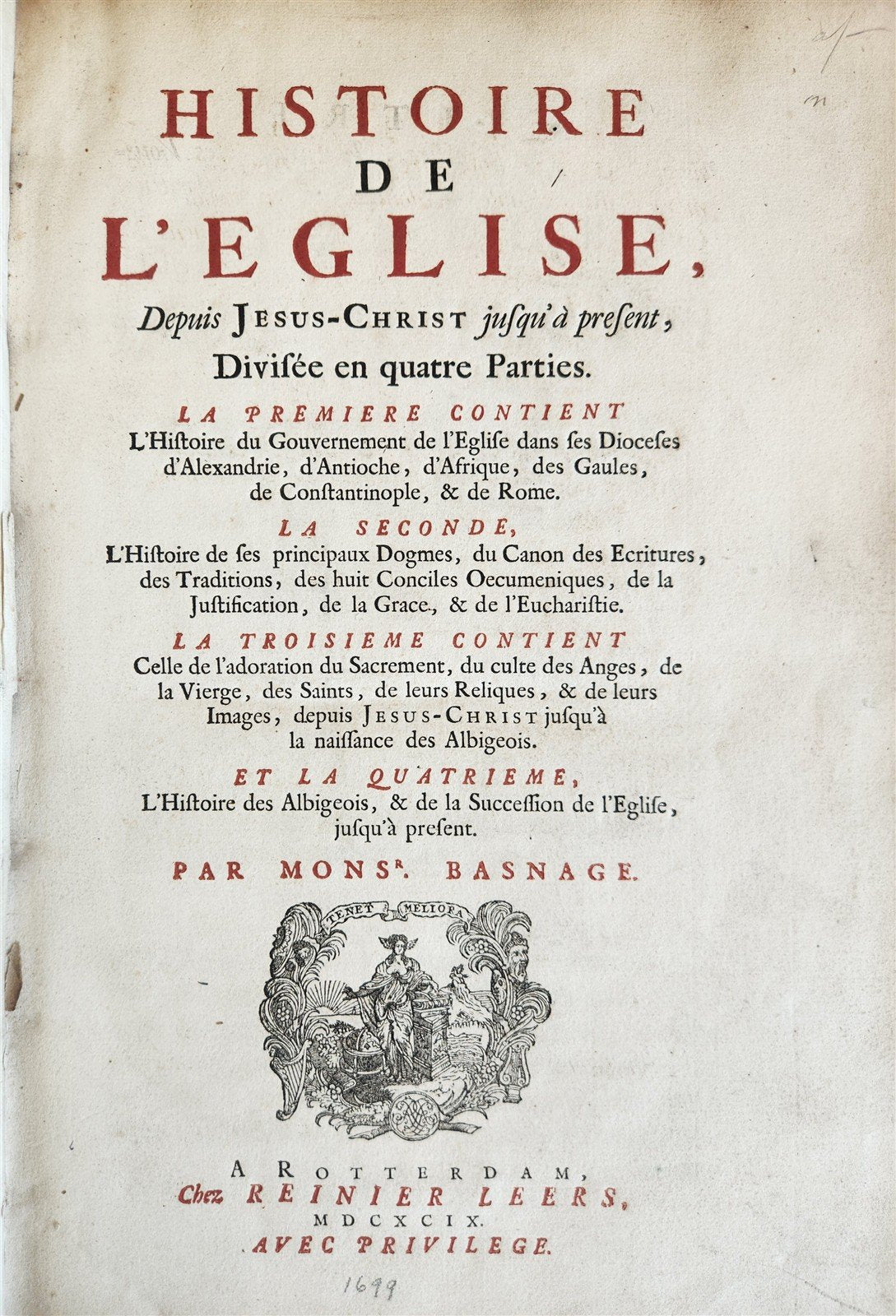 1699 HISTORY of CHURCH 2 VELLUM MASSIVE FOLIOS antique Historie De L'Eglise