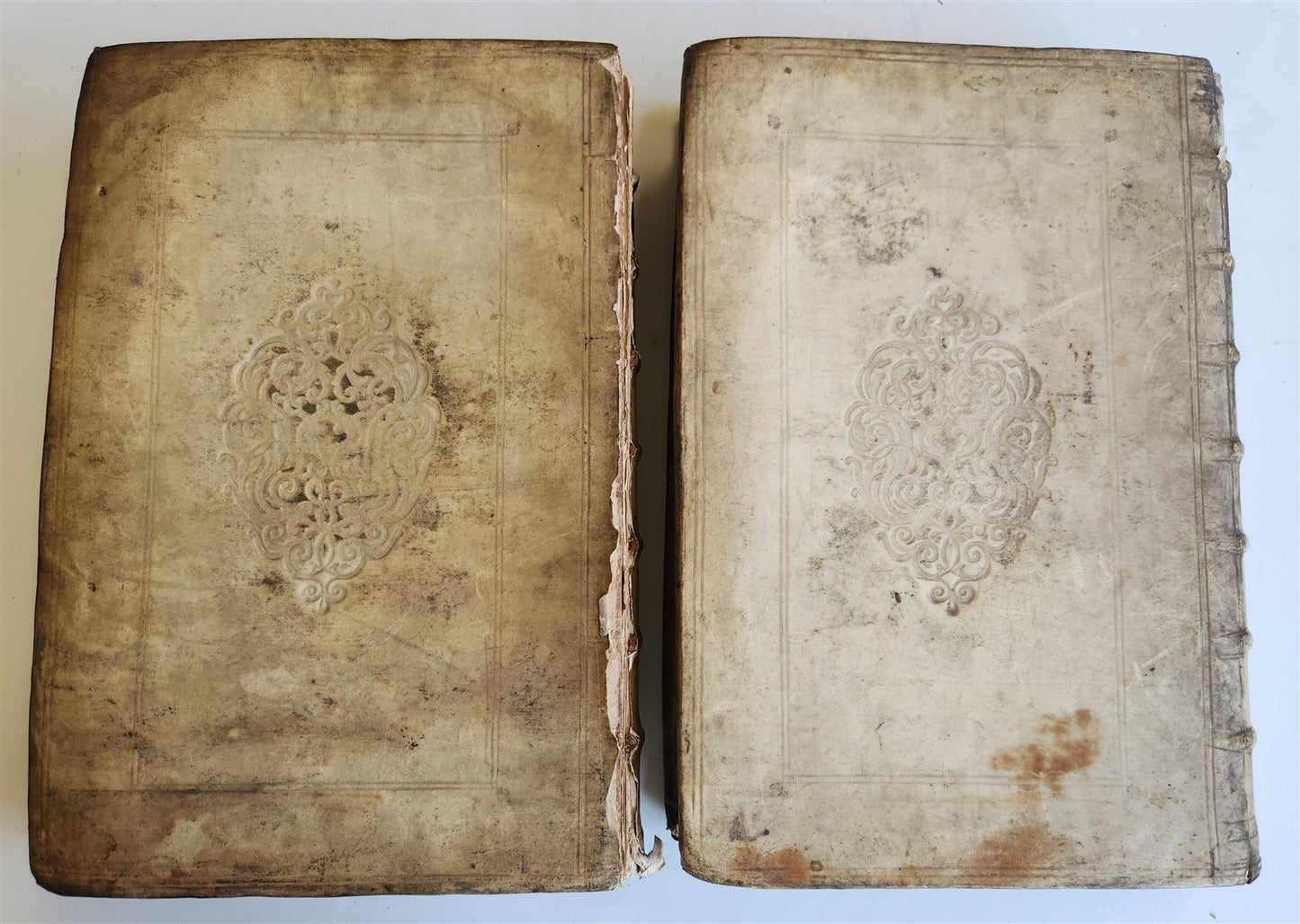 1699 HISTORY of CHURCH 2 VELLUM MASSIVE FOLIOS antique Historie De L'Eglise