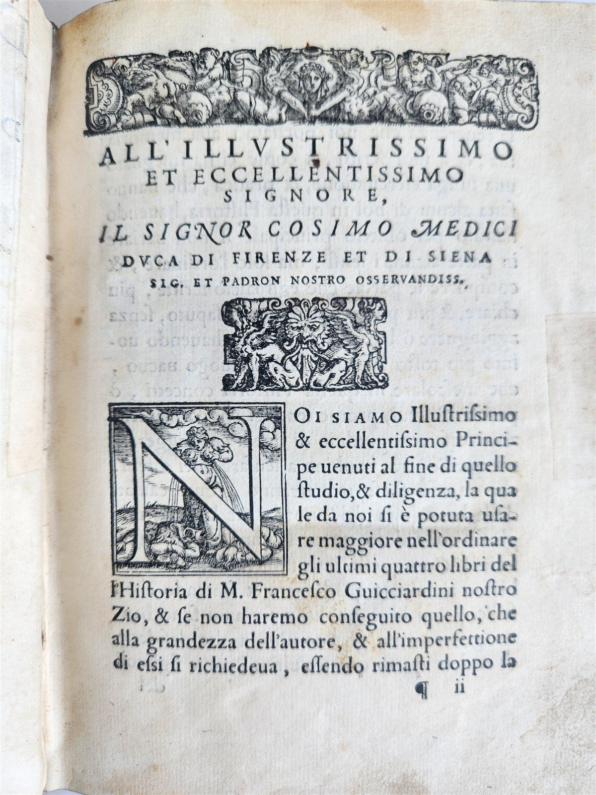 1564-1590 DEL' HISTORIA D'ITALIA by Francesco Guicciardini antique 2 vellum VOLS