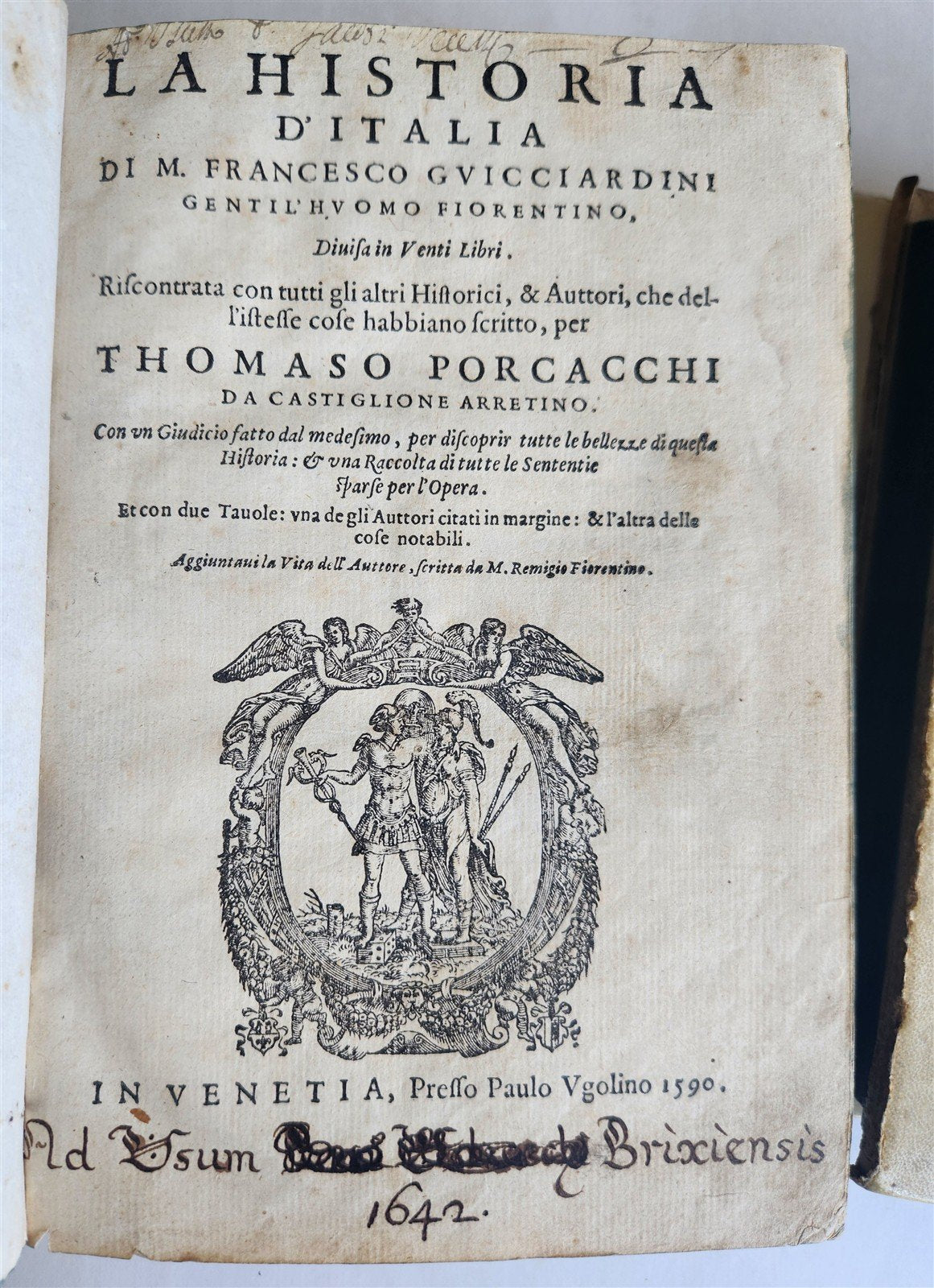 1564-1590 DEL' HISTORIA D'ITALIA by Francesco Guicciardini antique 2 vellum VOLS