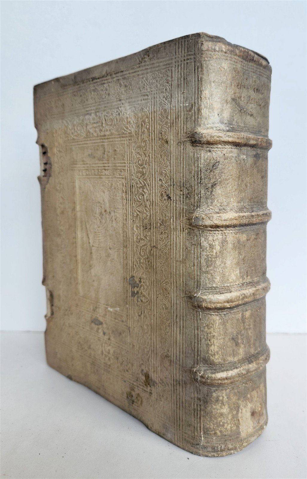 1583 THESAURI CONCIONATORUM by T. Trujillo antique BLIND TOOLED PIGSKIN BINDING