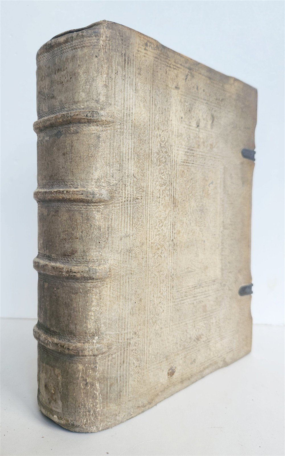 1583 THESAURI CONCIONATORUM by T. Trujillo antique BLIND TOOLED PIGSKIN BINDING