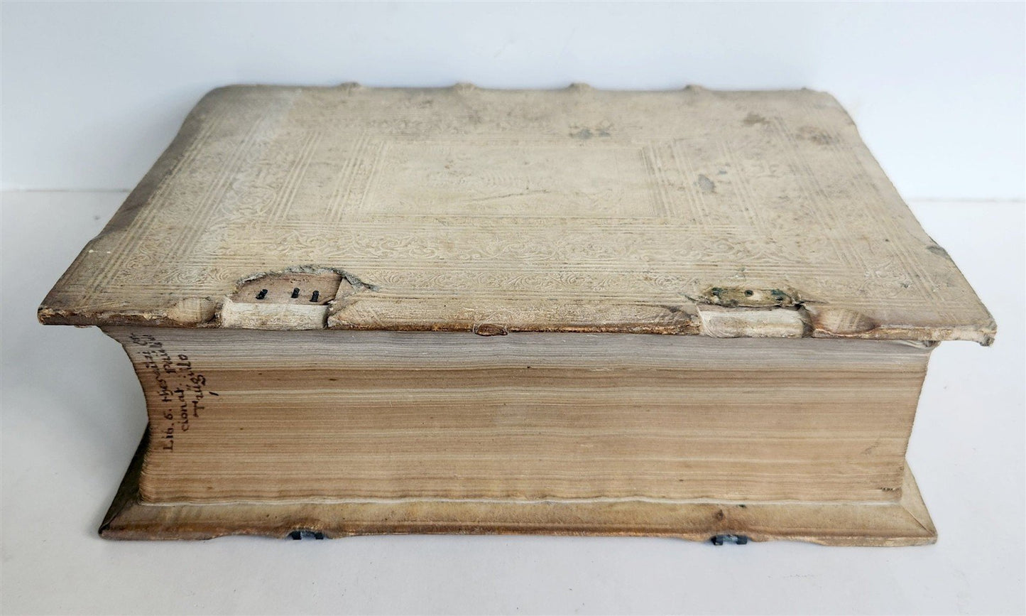 1583 THESAURI CONCIONATORUM by T. Trujillo antique BLIND TOOLED PIGSKIN BINDING