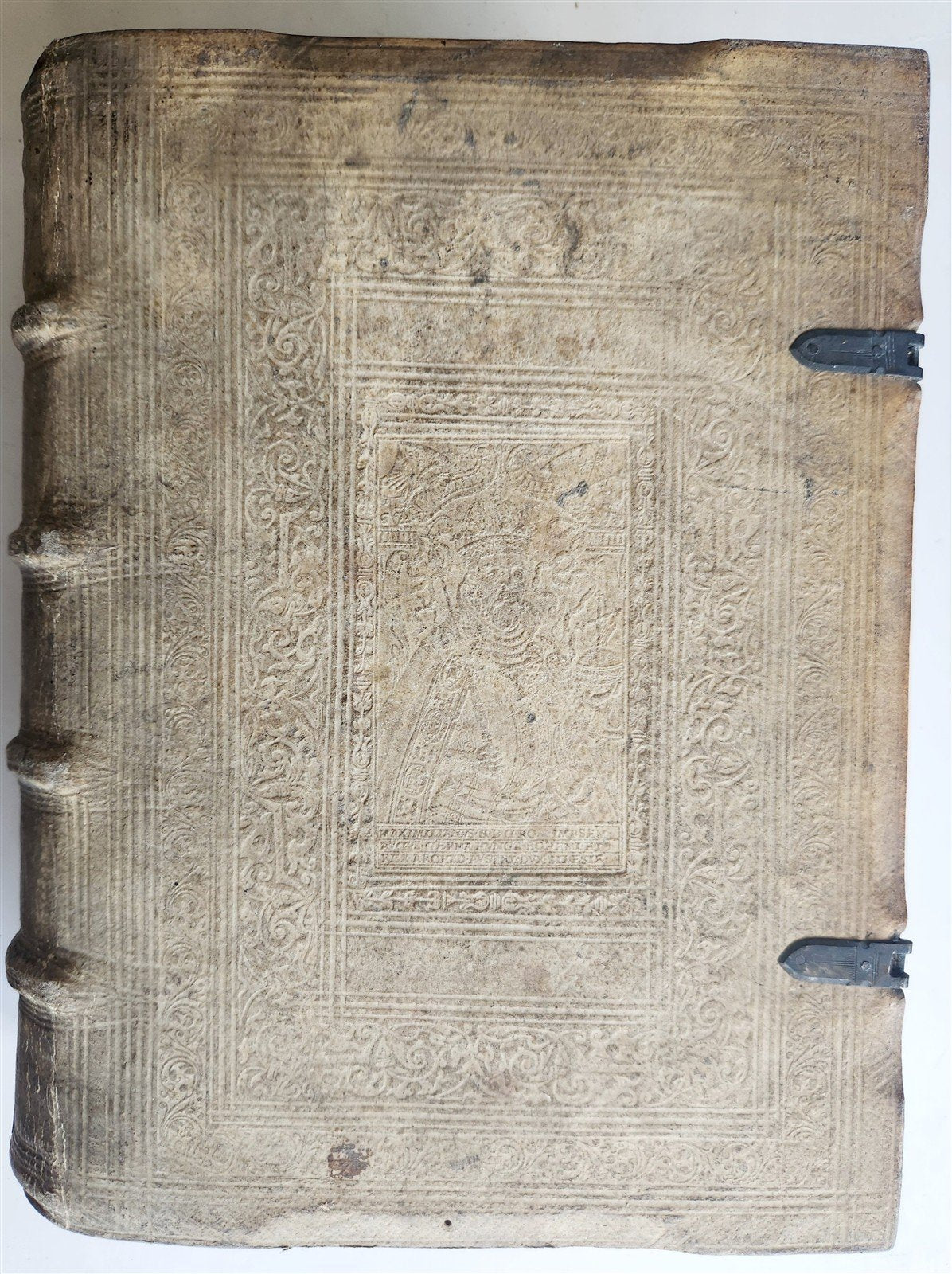 1583 THESAURI CONCIONATORUM by T. Trujillo antique BLIND TOOLED PIGSKIN BINDING