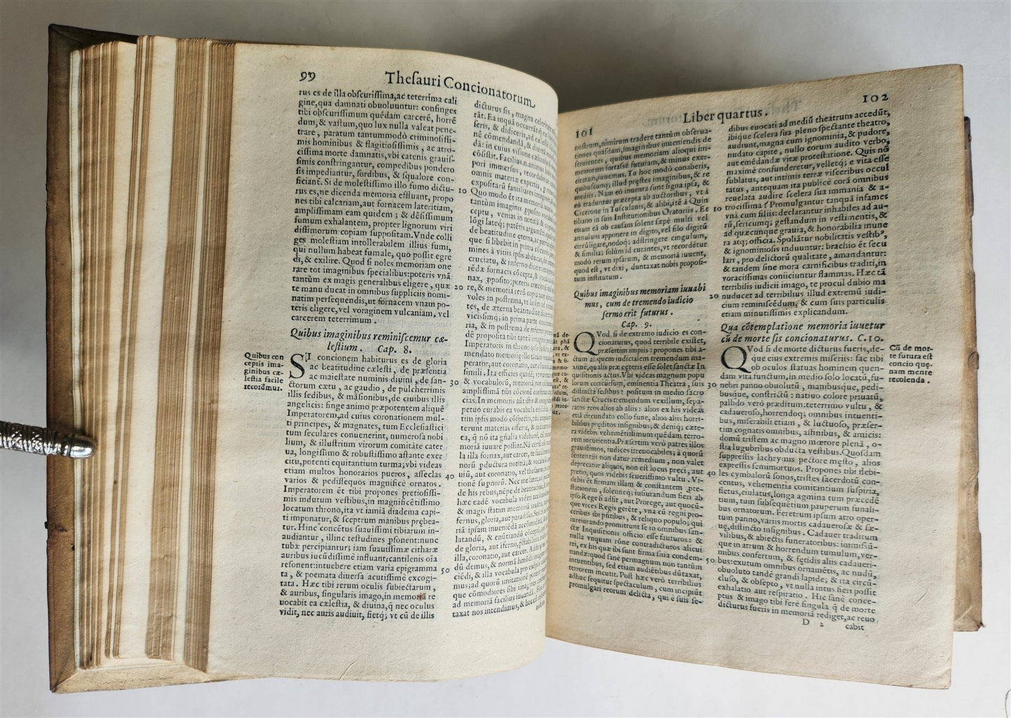 1583 THESAURI CONCIONATORUM by T. Trujillo antique BLIND TOOLED PIGSKIN BINDING