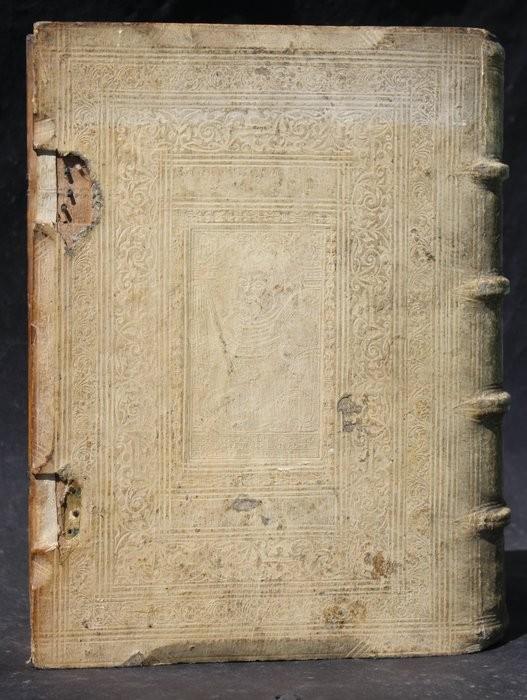 1583 THESAURI CONCIONATORUM by T. Trujillo antique BLIND TOOLED PIGSKIN BINDING