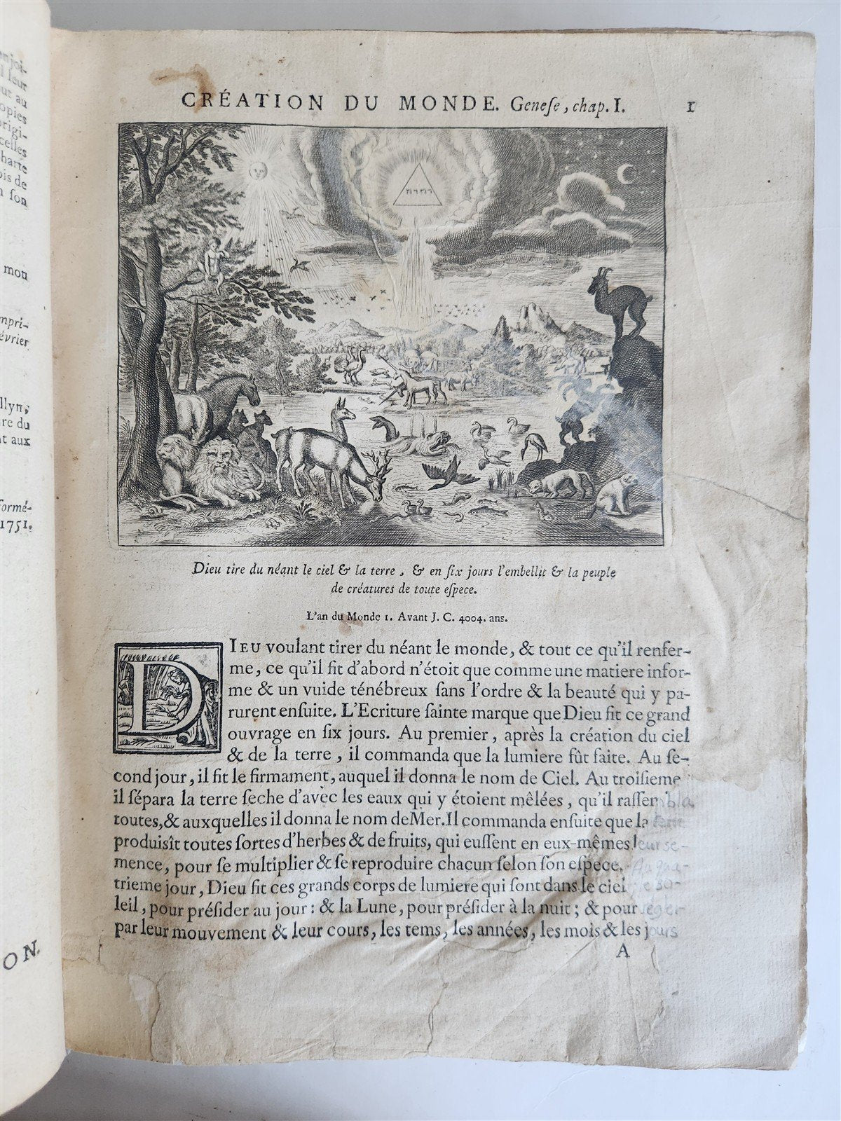 1752 PICTURE BIBLE antique History of Old & New Testaments ILLUSTRATED in French