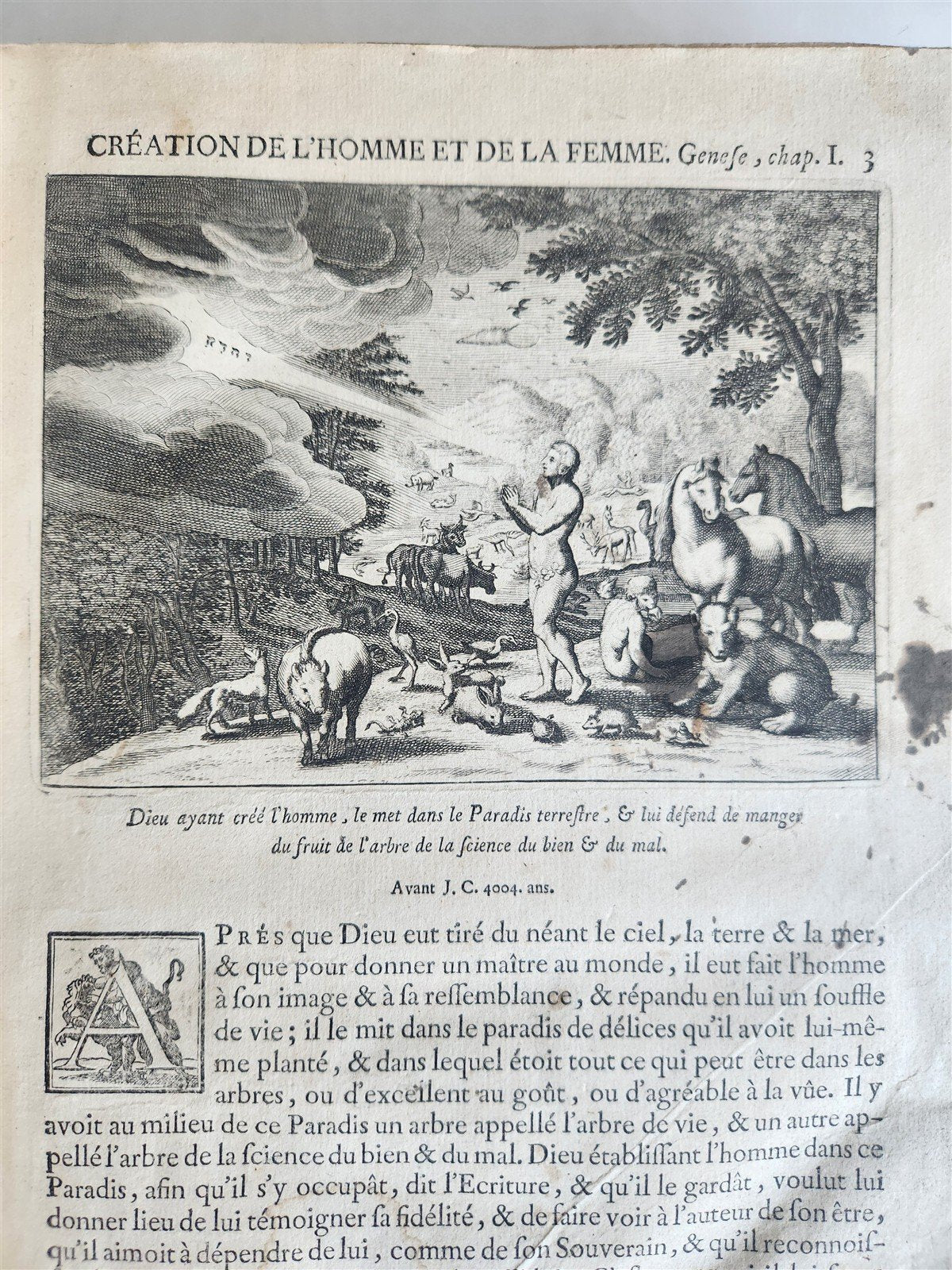 1752 PICTURE BIBLE antique History of Old & New Testaments ILLUSTRATED in French