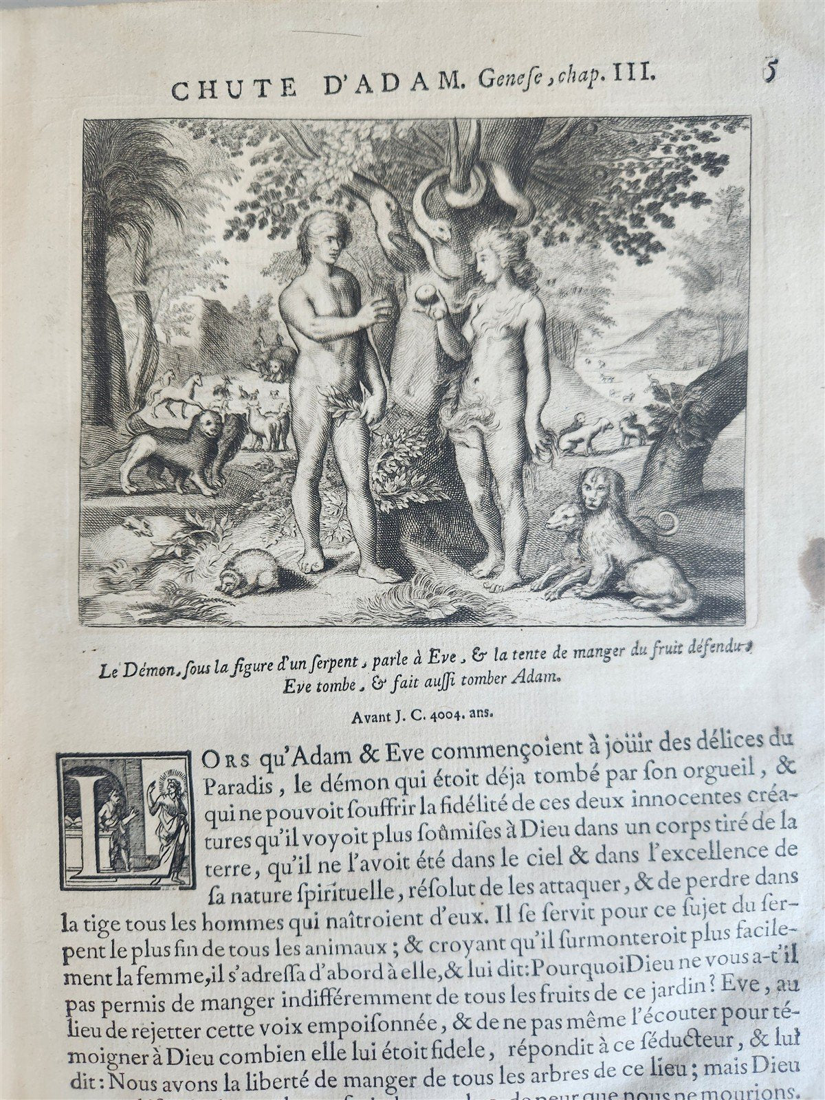 1752 PICTURE BIBLE antique History of Old & New Testaments ILLUSTRATED in French
