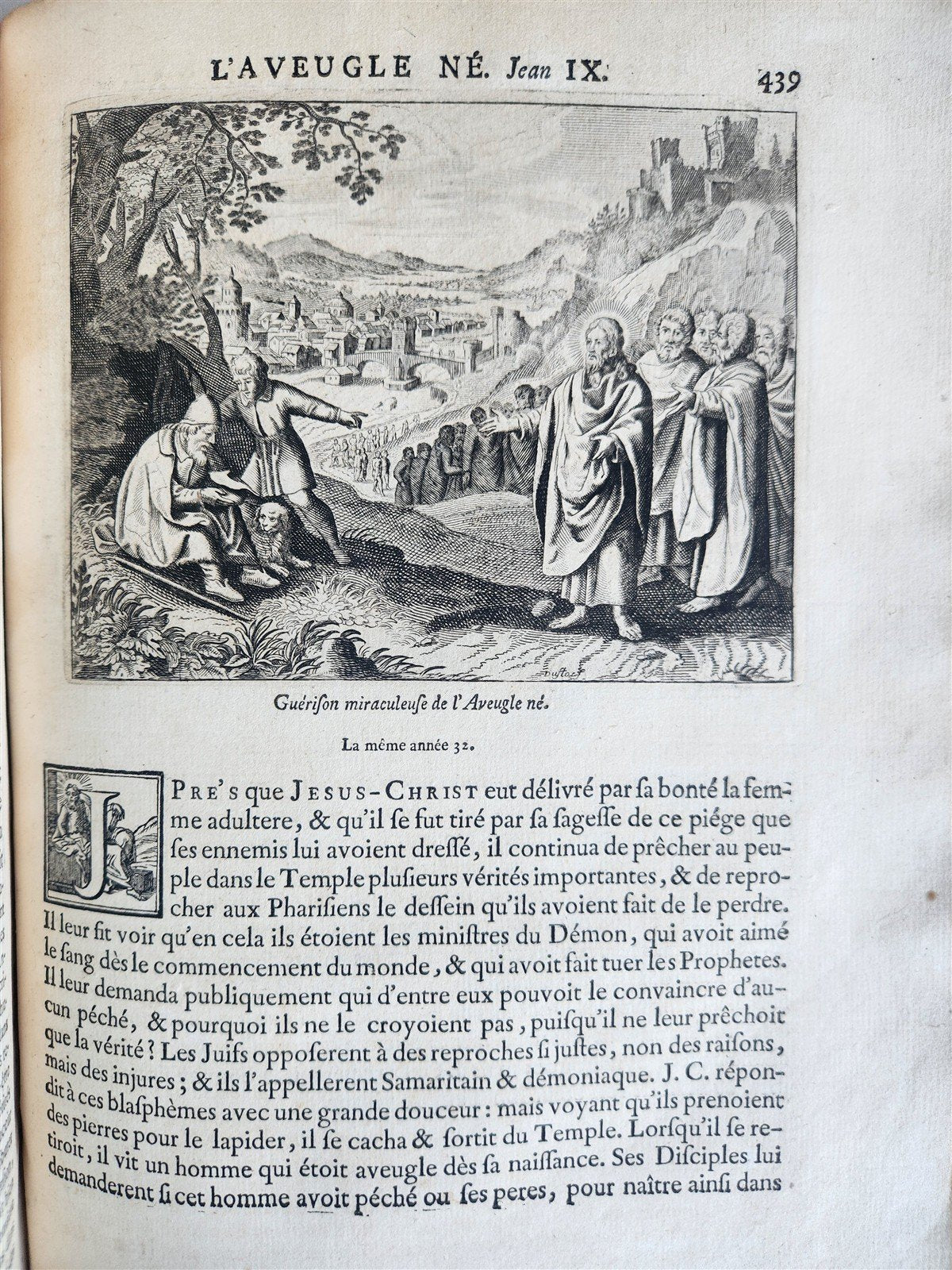 1752 PICTURE BIBLE antique History of Old & New Testaments ILLUSTRATED in French