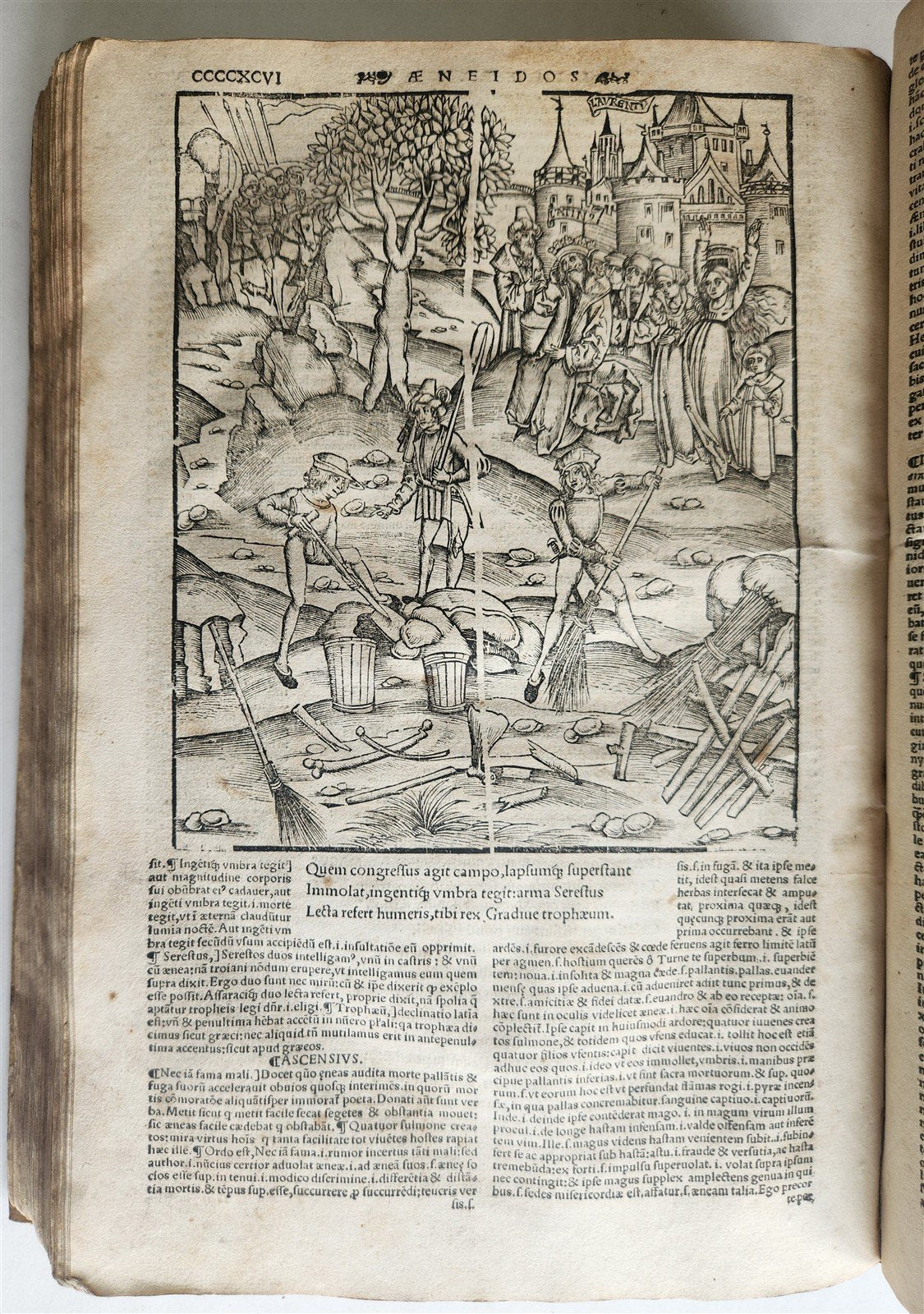 1529 POST-INCUNABULA Aeneis virgiliana w/ AMAZING 110 ENGRAVINGS antique VELLUM