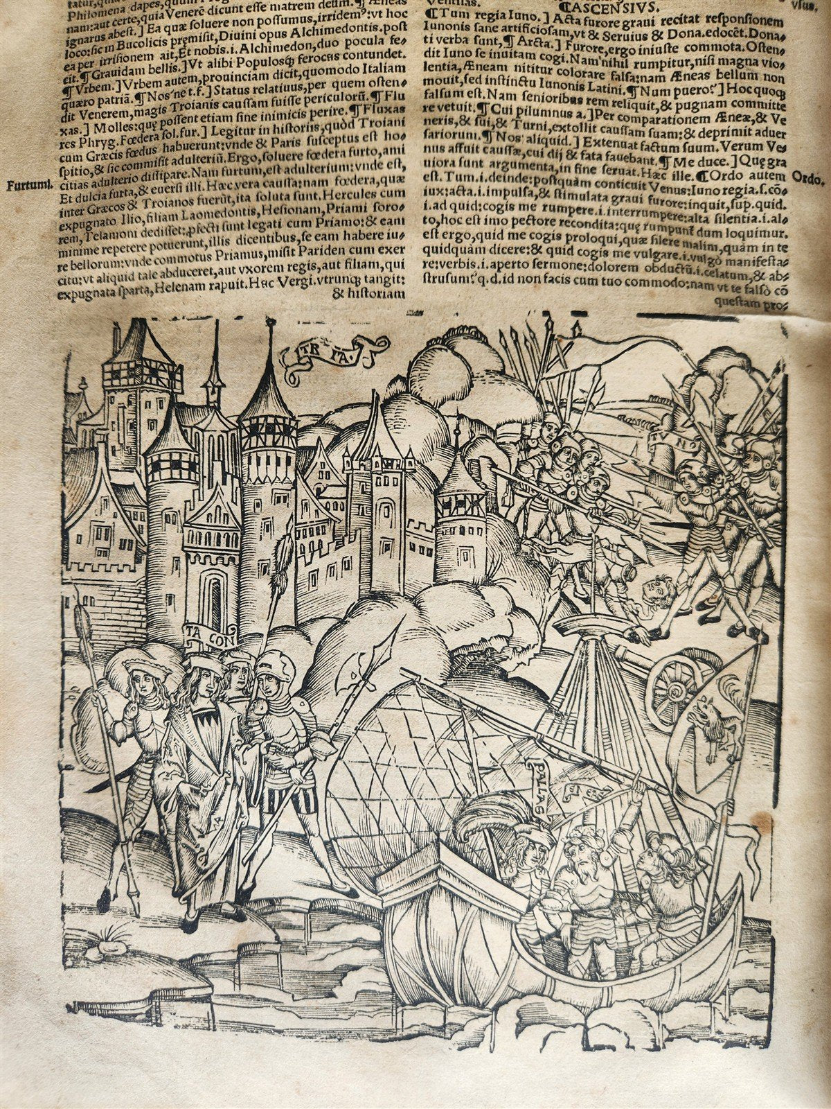 1529 POST-INCUNABULA Aeneis virgiliana w/ AMAZING 110 ENGRAVINGS antique VELLUM