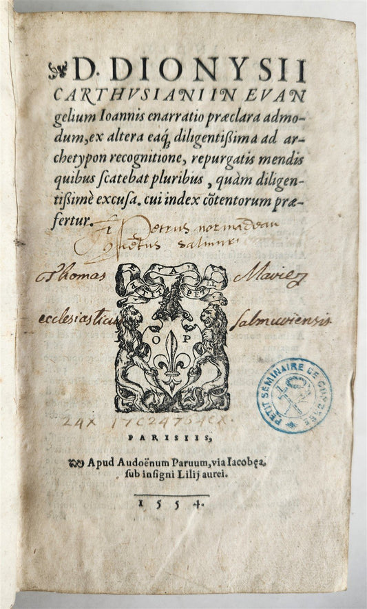 1554 BIBLE COMMENTARIES by Denis the Carthusian antique