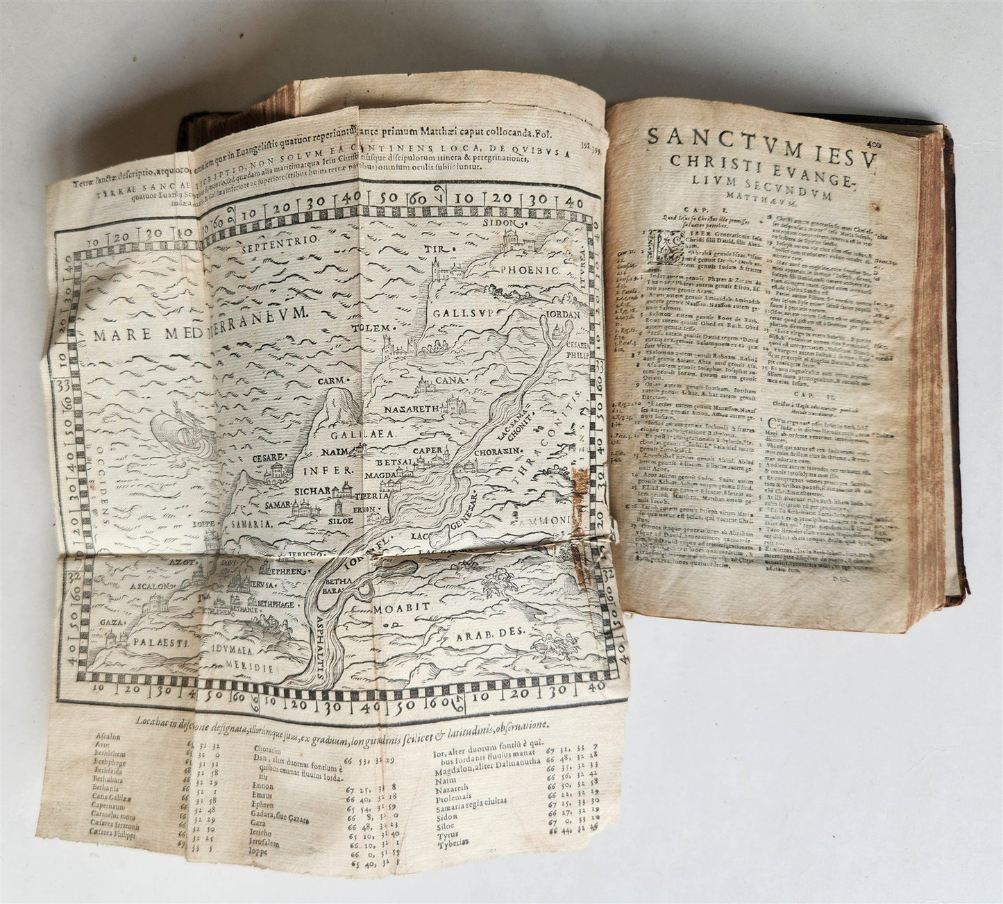 1566 BIBLE in LATIN ILLUSTRATED w/ FOLDING MAPS antique BIBLIA SACRA