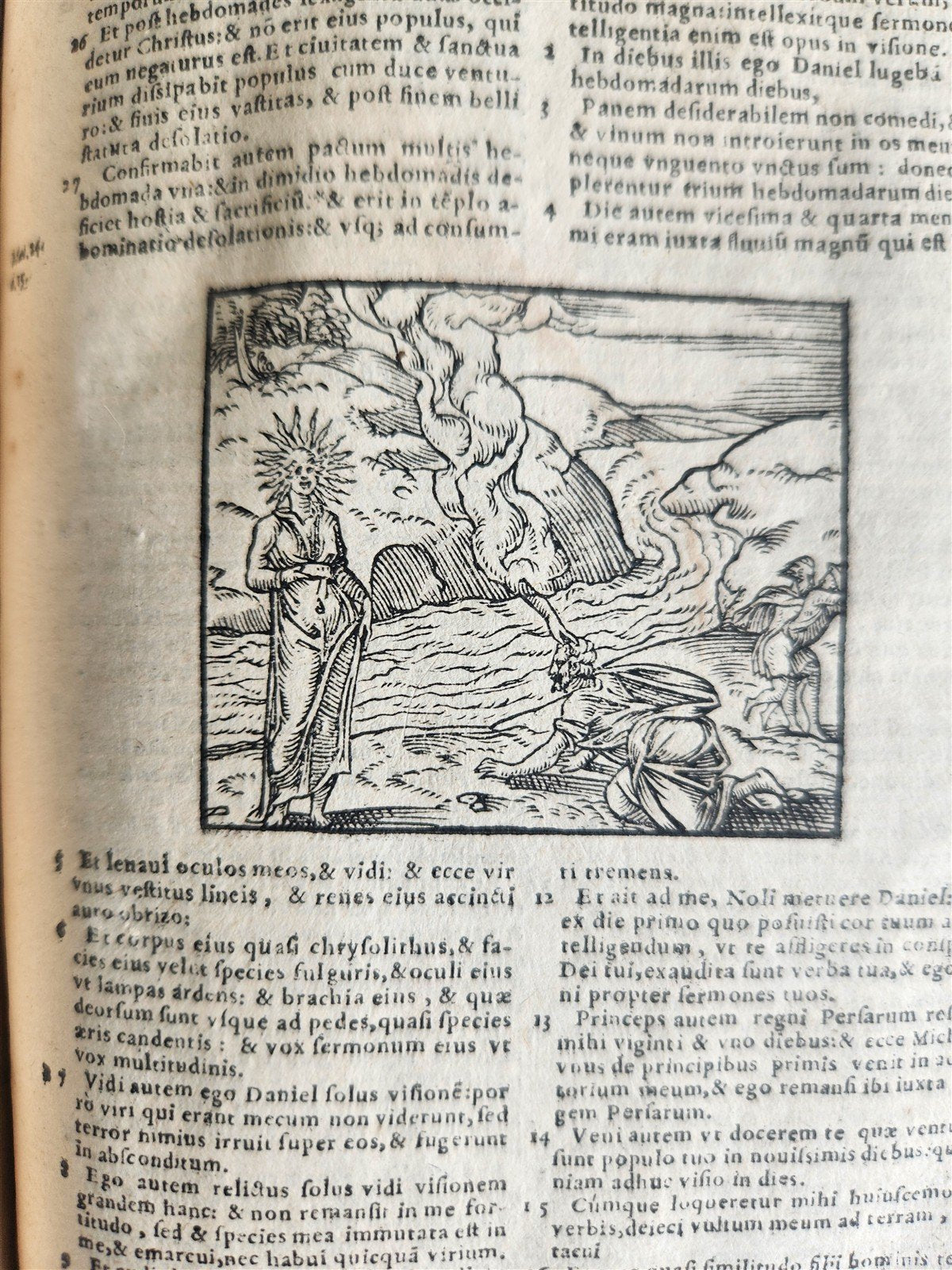 1566 BIBLE in LATIN ILLUSTRATED w/ FOLDING MAPS antique BIBLIA SACRA