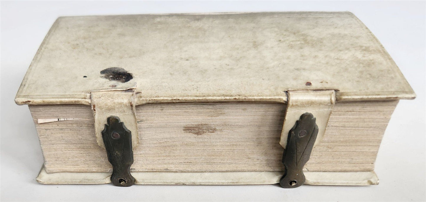 1656 HISPANIAE et LUSITANIAE antique ILLUSTRATED w/ MAPS vellum binding w/clasps