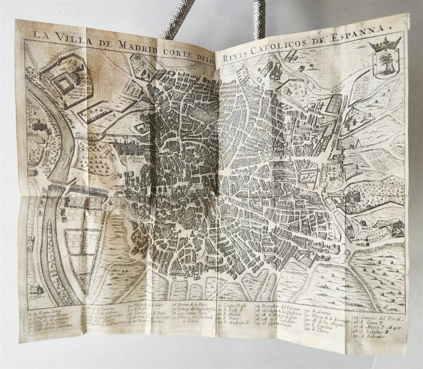 1656 HISPANIAE et LUSITANIAE antique ILLUSTRATED w/ MAPS vellum binding w/clasps