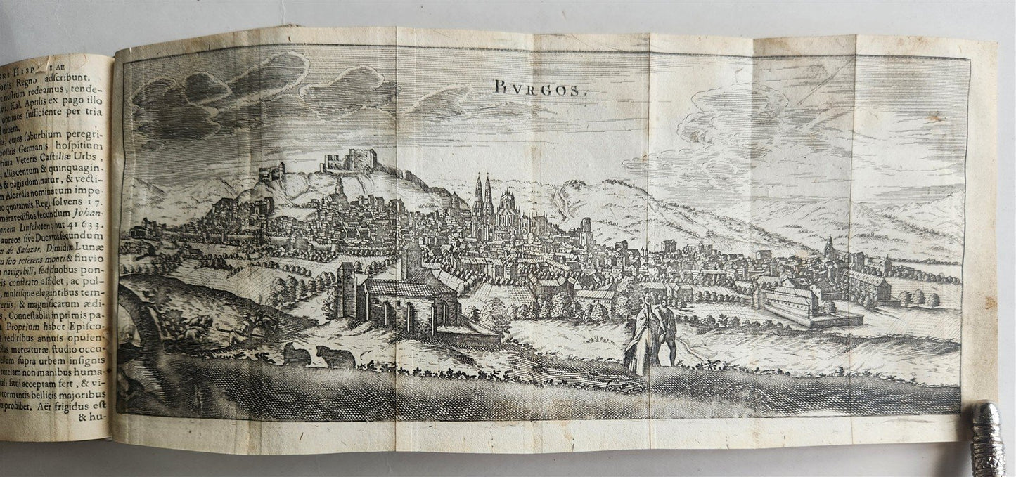 1656 HISPANIAE et LUSITANIAE antique ILLUSTRATED w/ MAPS vellum binding w/clasps