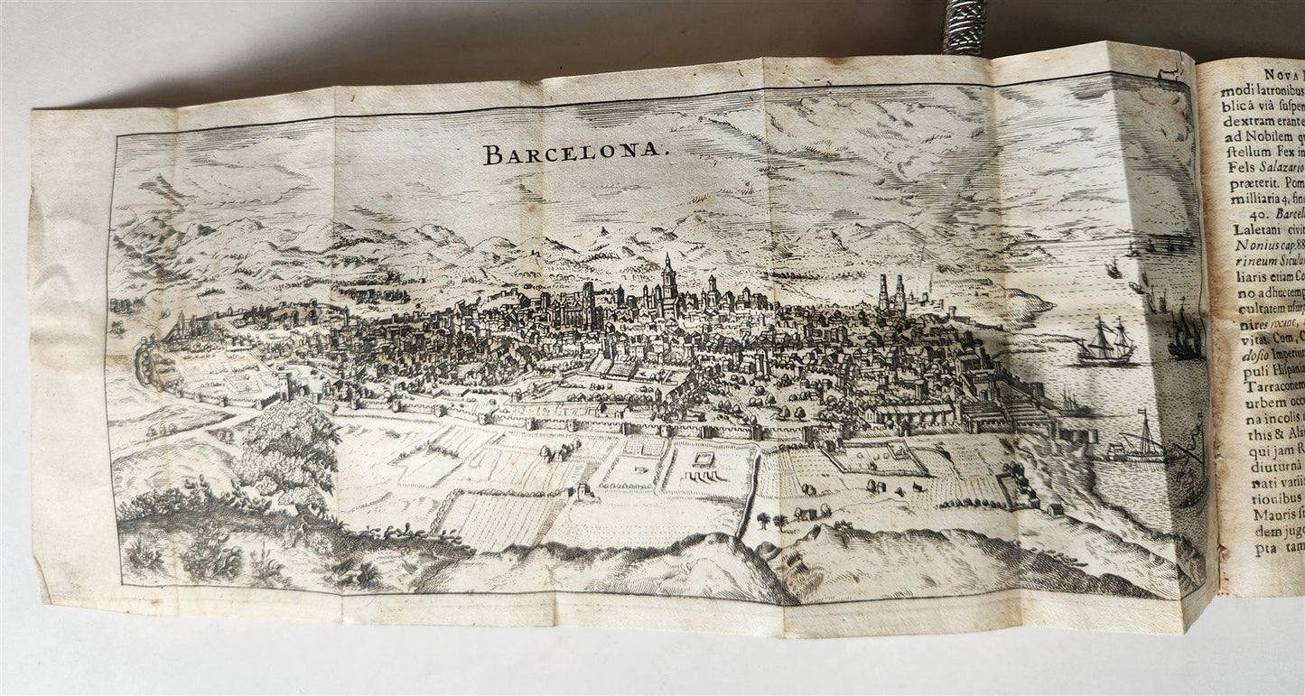 1656 HISPANIAE et LUSITANIAE antique ILLUSTRATED w/ MAPS vellum binding w/clasps