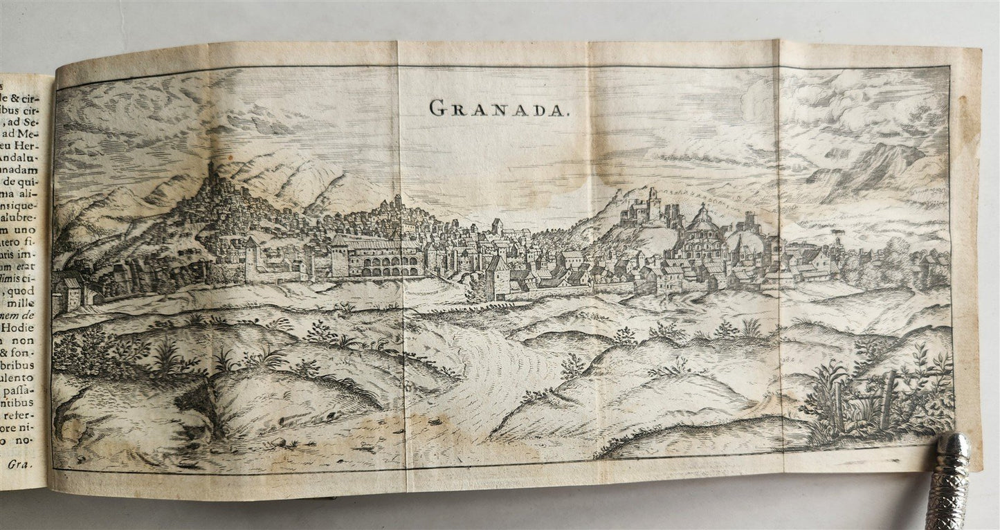 1656 HISPANIAE et LUSITANIAE antique ILLUSTRATED w/ MAPS vellum binding w/clasps