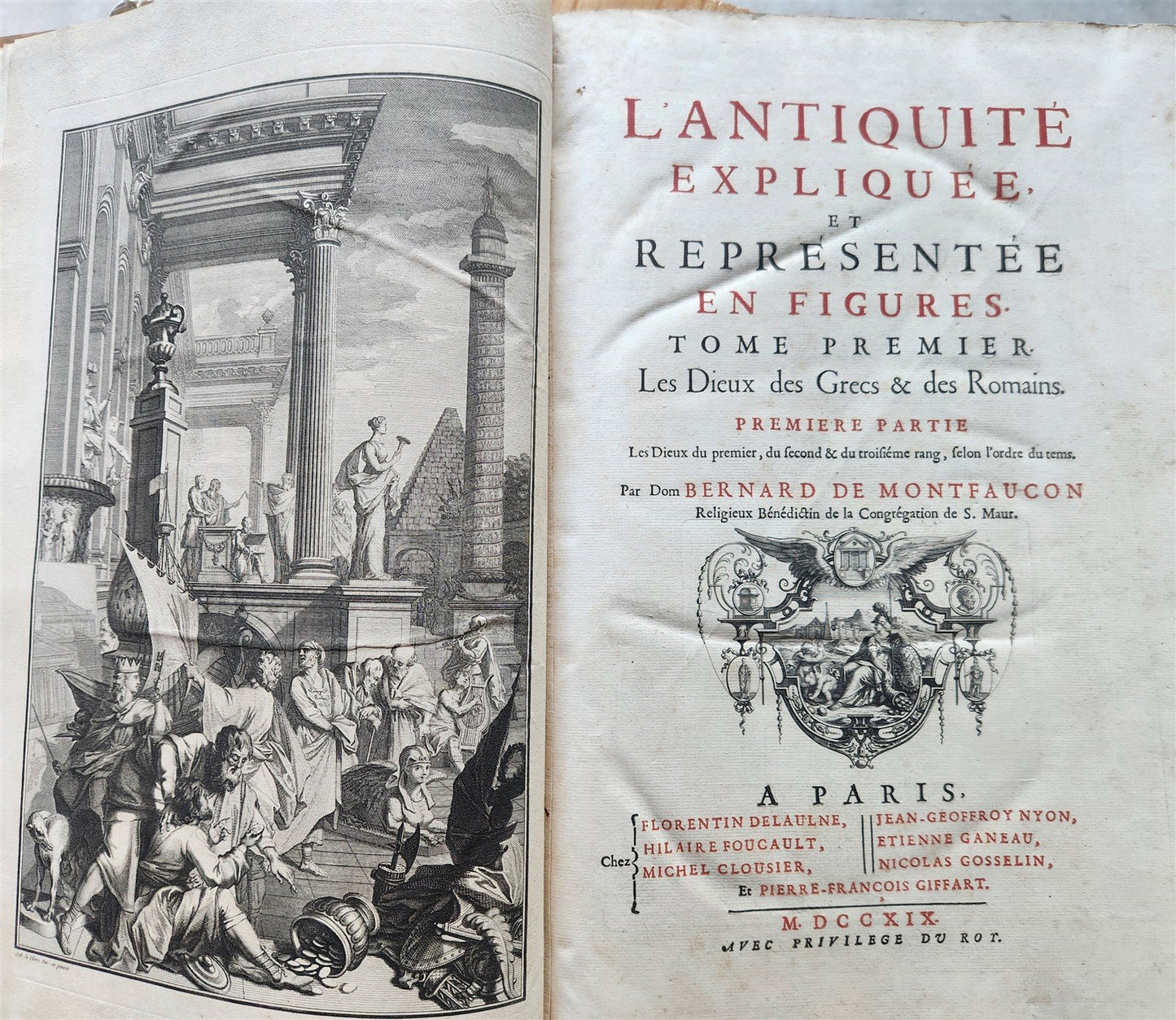 1719-24 MONTFAUCON ILLUSTRATED MONUMENTAL WORK on CLASSICAL ARCHEOLOGY 15 VOLS