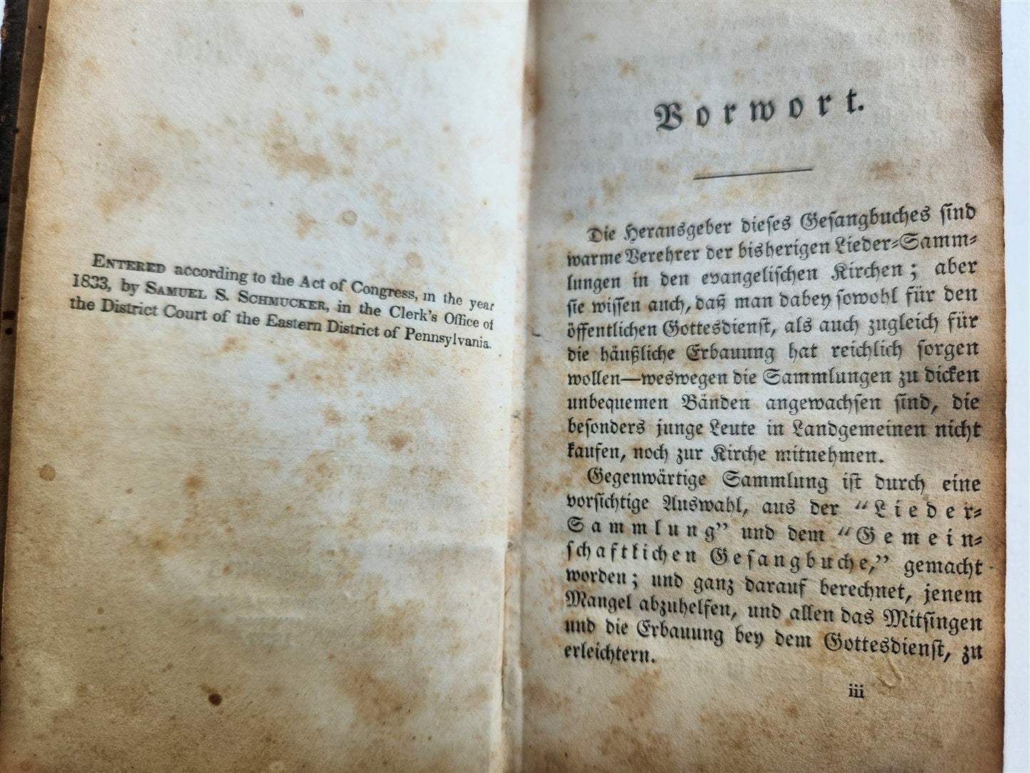 1837 PENNSYLVANIA GERMAN HYMNBOOK EVANGRLISCHE LIEDER-SAMMLUNG ANTIQUE