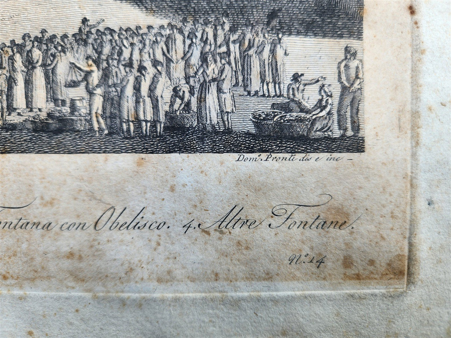 1795 DOMENICO PRONTI ENGRAVING VEDUTA DELLA PIAZZA NAVONA ORIGINAL antique