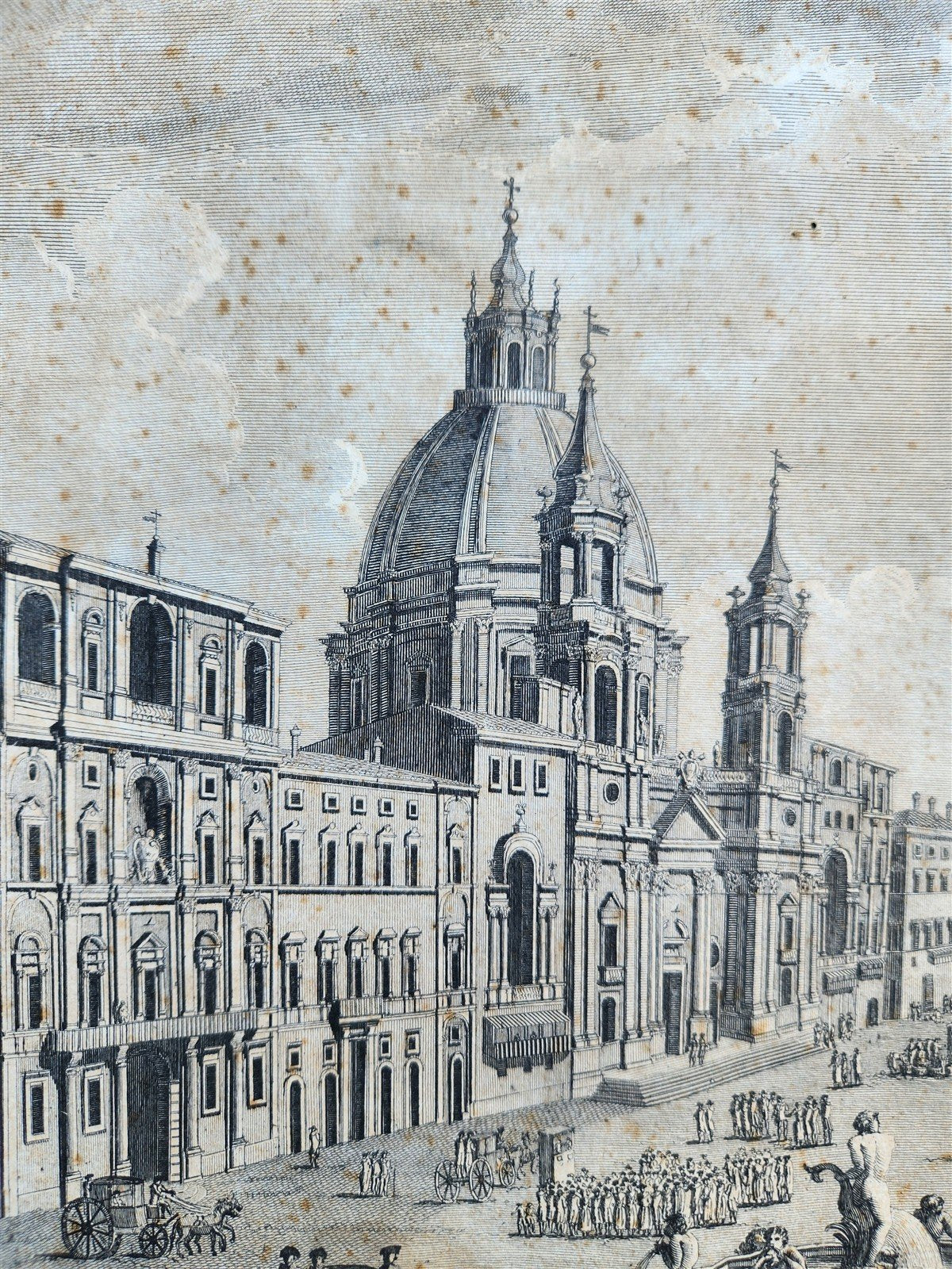 1795 DOMENICO PRONTI ENGRAVING VEDUTA DELLA PIAZZA NAVONA ORIGINAL antique