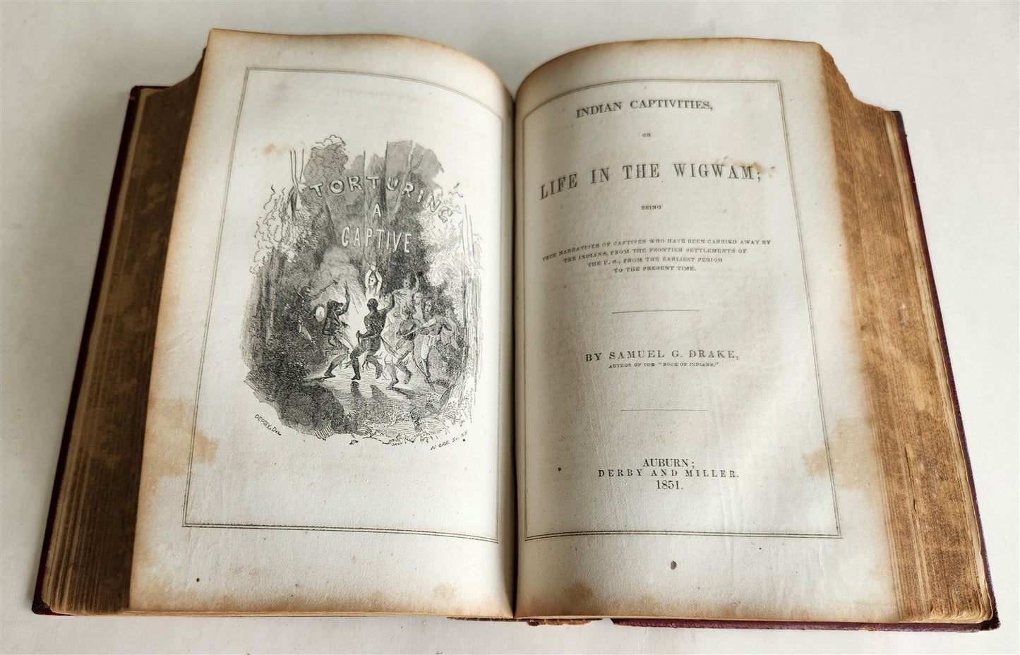 1851 INDIAN WARS IN UNITED STATES by John Frost antique AMERICANA illustrated