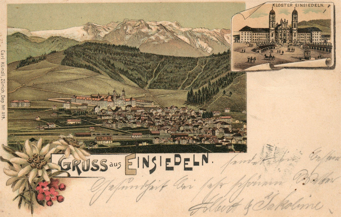 GERMANY EINSIEDELN ANTIQUE POSTCARD
