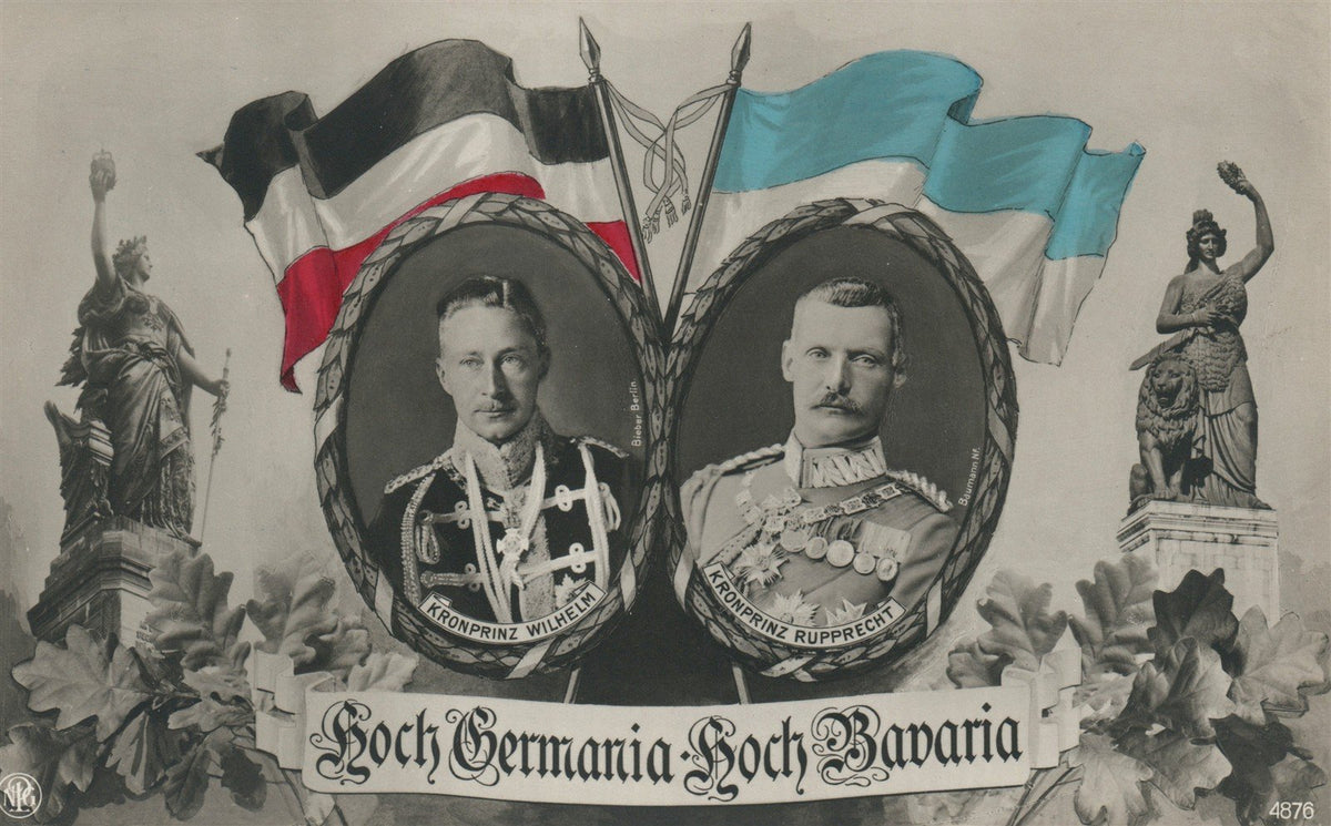 GERMANY CROWN PRINCE RUPPRECHT & WILHELM ANTIQUE REAL PHOTO POSTCARD RPPC