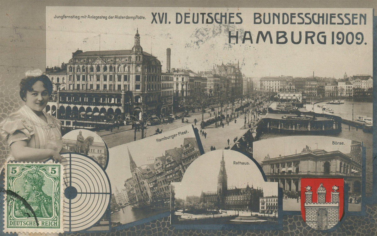 GERMANY HAMBURG XVI FEDERAL SHOOTING FESTIVAL ANTIQUE REAL PHOTO POSTCARD RPPC