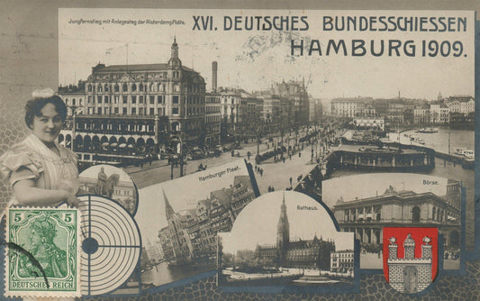 GERMANY HAMBURG XVI FEDERAL SHOOTING FESTIVAL ANTIQUE REAL PHOTO POSTCARD RPPC