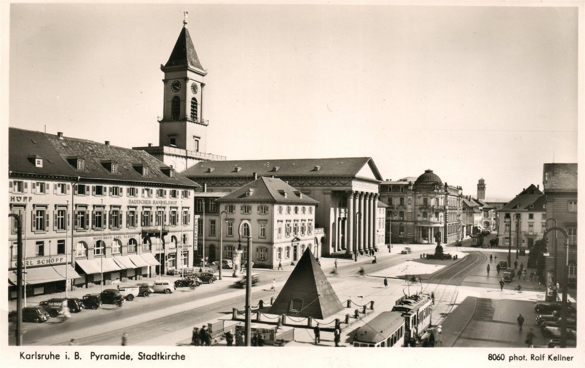 GERMANY KARLSRUHE STREET SCENE VINTAGE REAL PHOTO POSTCARD RPPC