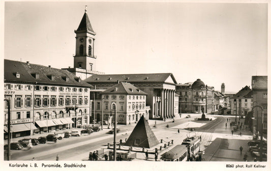 GERMANY KARLSRUHE STREET SCENE VINTAGE REAL PHOTO POSTCARD RPPC
