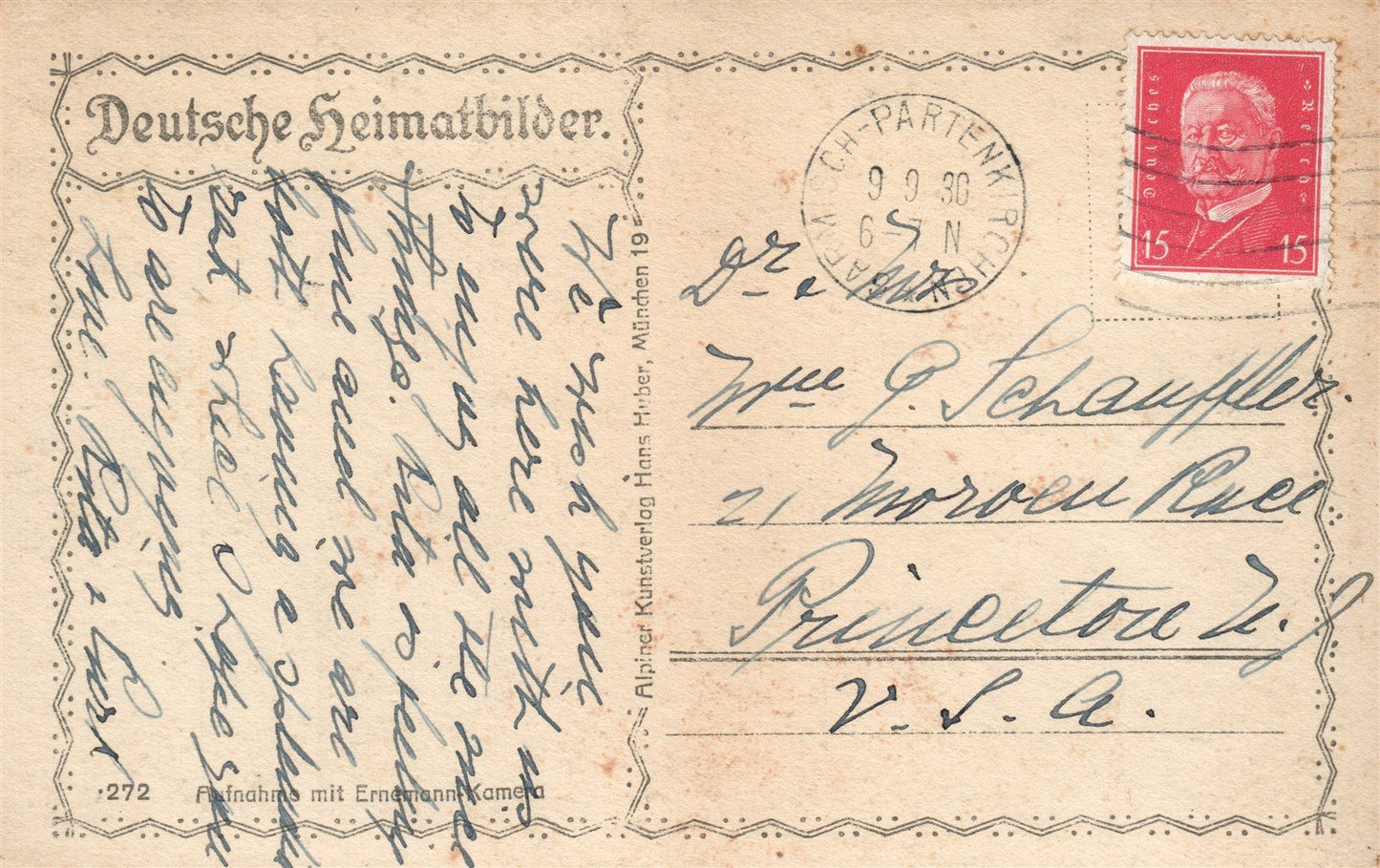GERMANY GARMISCH HOTEL HUSAR ANTIQUE POSTCARD